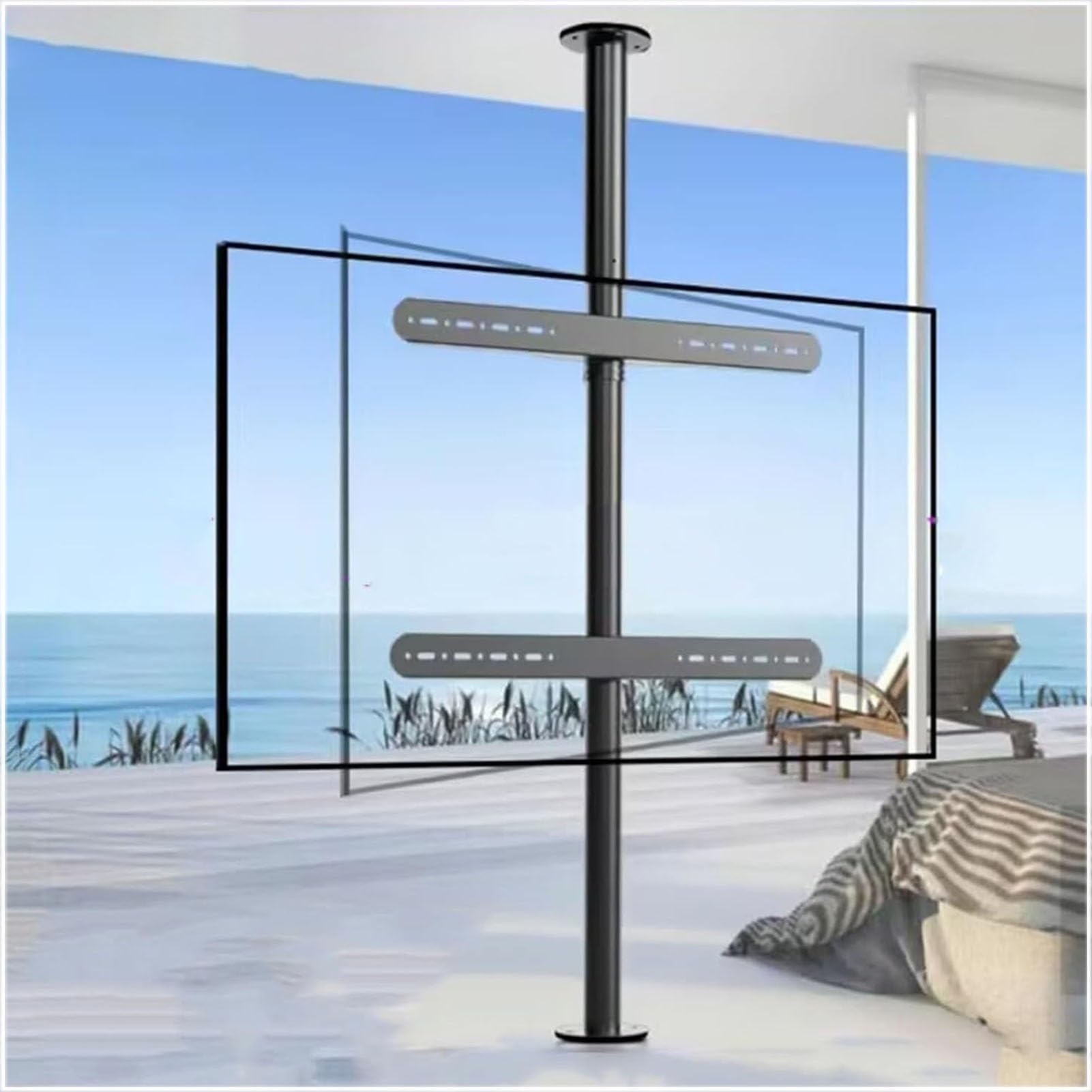 Soporte de TV para Techo, Ajustable, con inclinación y Giro. Compatible con Pantallas LED de 32 a 75 Pulgadas y televisores LCD. Marco Giratorio de 360 Grados. Soporte