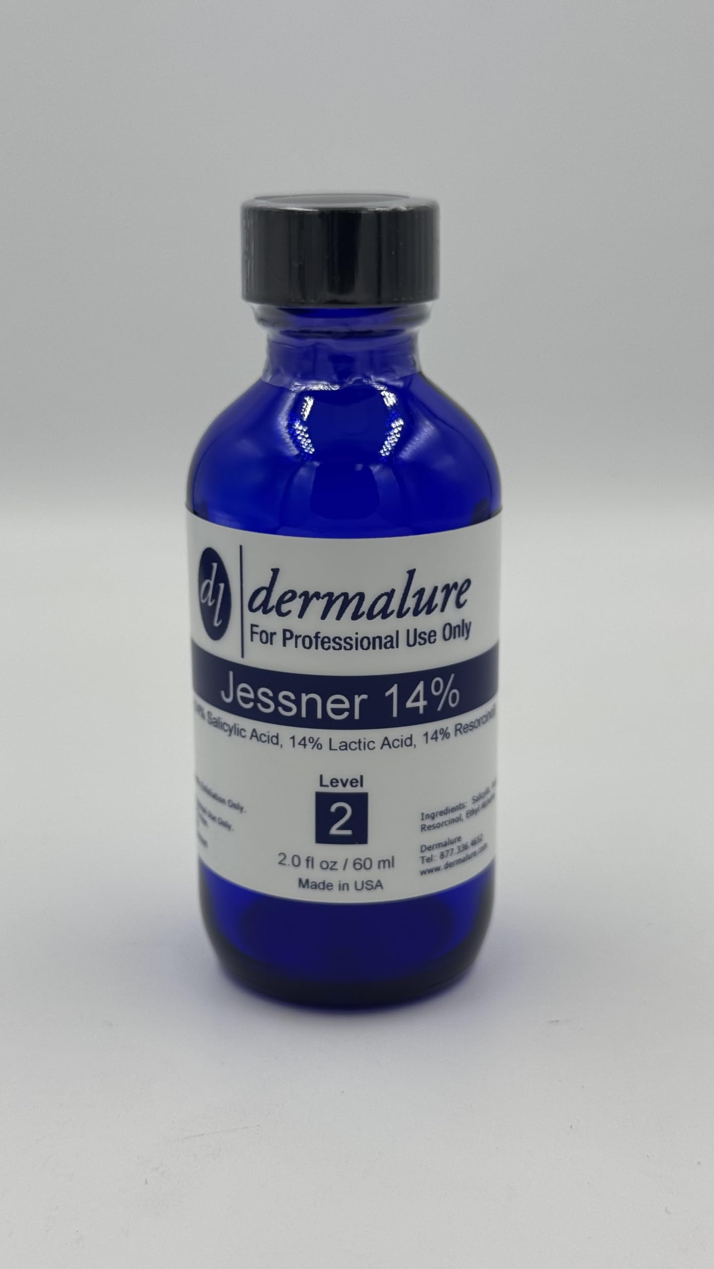 Jessner Peel 14% 2 oz / 60ml - Face Chemical Facial Peel - Improves Skin Tone, Texture, Clarity - Reduces Acne, Fine Lines, Wrinkles - Exfoliating - Paraben Free