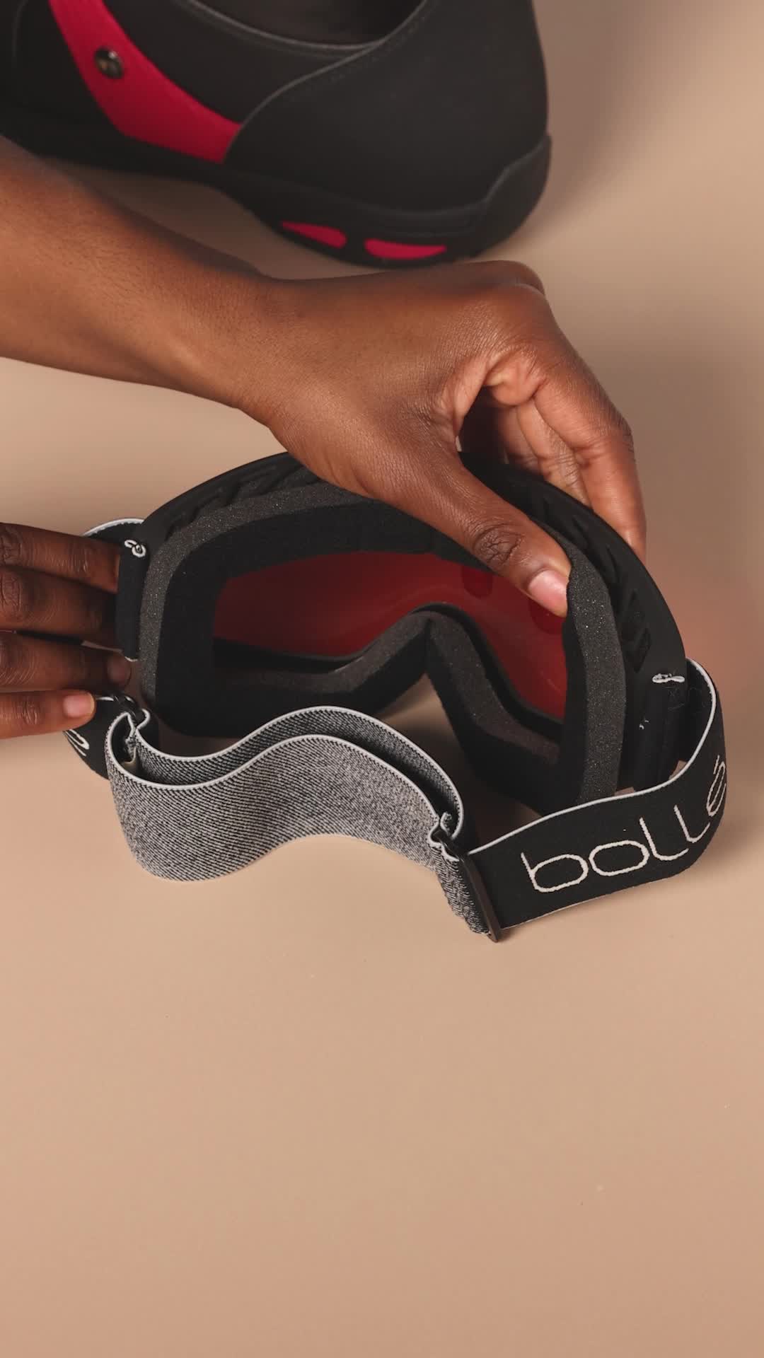 Maschera da sci BOLLE Maddox (scacchiera nera opaca - Vermillon Gun Cat 2