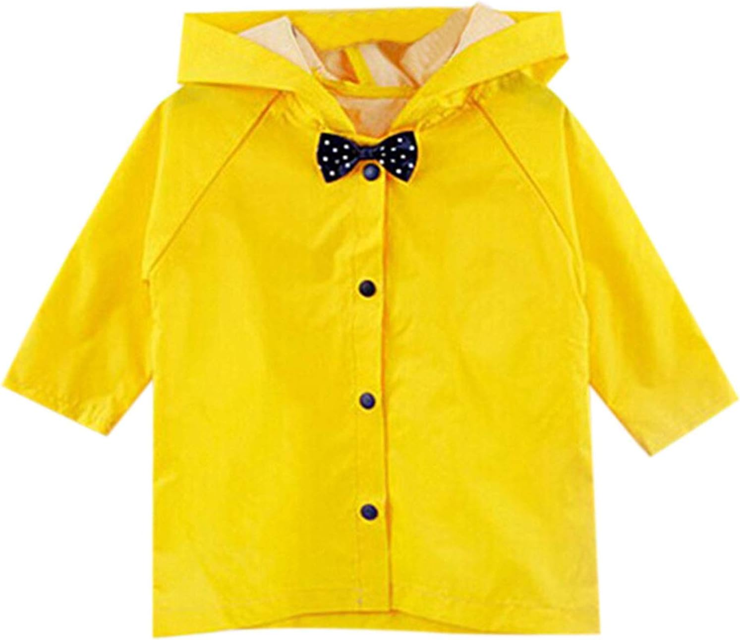 Age 2-10 Years Kids Hooded Button Down Long Jacket Bow Rainwear Lightweight Raincoat