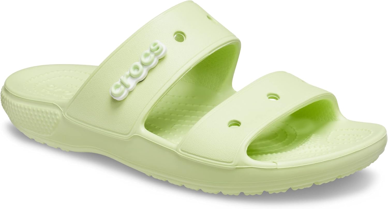 Crocs Men's and Women's Classic Two-Strap Slide Sandals, Celery, 14 Women/12 Men