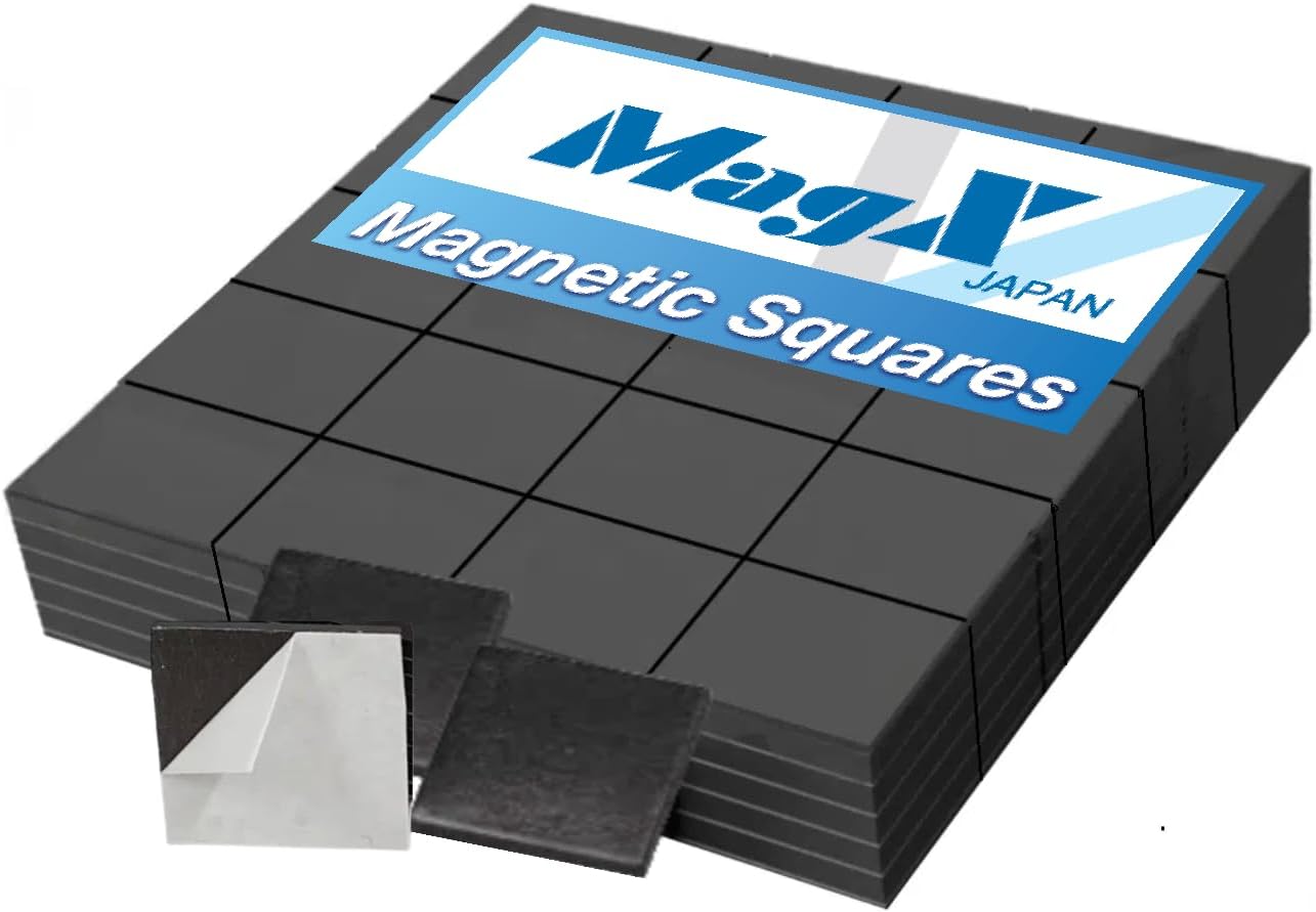 MagX Magnetic Squares with Adhesive Backing, Each 20 mm x 20 mm, 100 pcs, Ultra Thick 1.5 mm, Strong, Self Adhesive Magnet Sheet, for Welding, for Whiteboard, Peel and Stick (MVAS-3434)