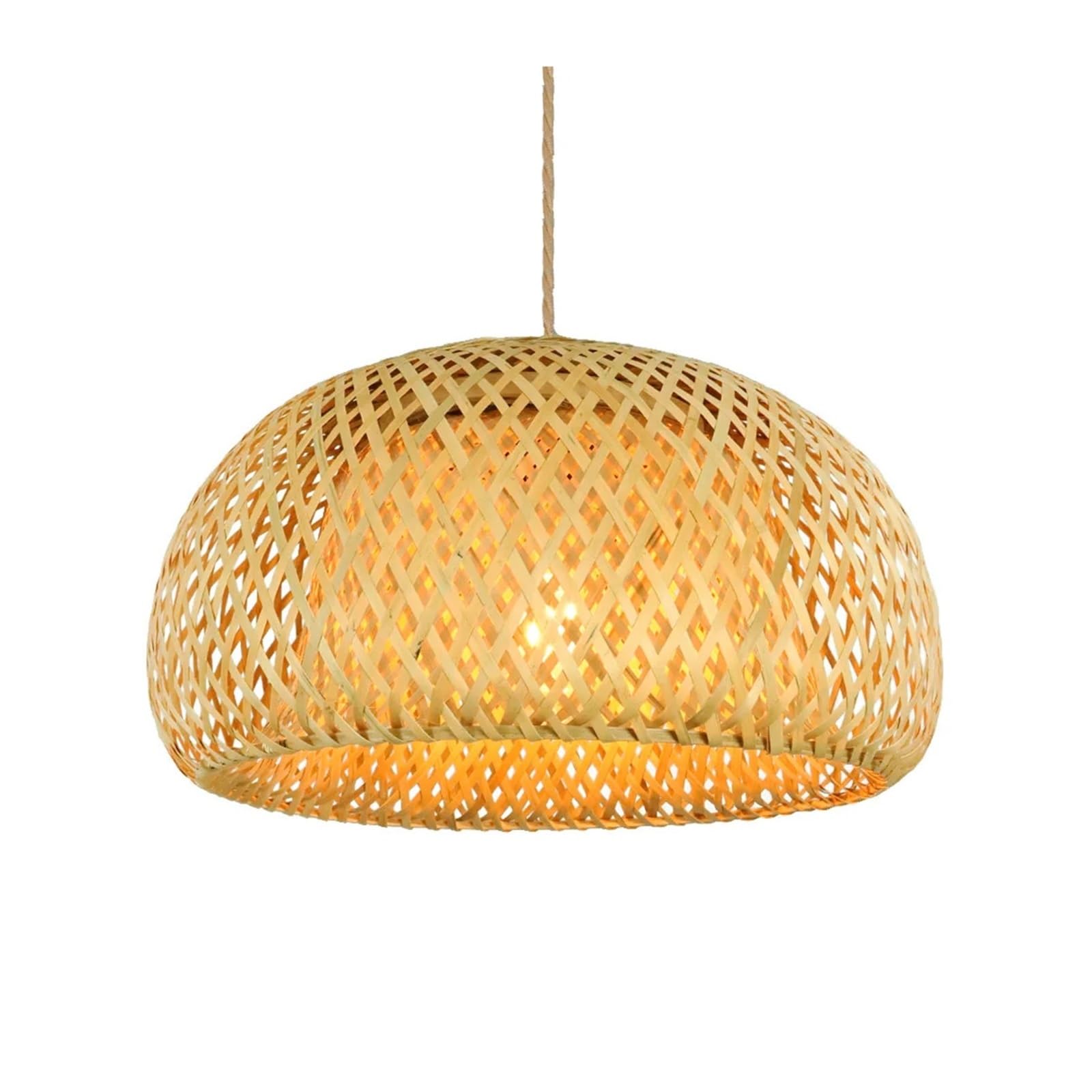 Rattan Lampshade Lantern Pendant Lamp Natural Rattan Wicker Chandeliers Hand-Woven Lampshades(Style-01)