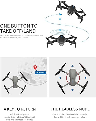 Miniatura 5 de Drones RC con cámara para adultos, mini dron de 2.4 GHz con lente ajustable, modo de retención de altitud, posicionamiento de flujo óptico, dron Fpv