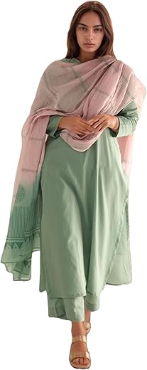 GoSriKi Women’s Rayon Viscose Solid Straight Kurta with Pant & Dupatta