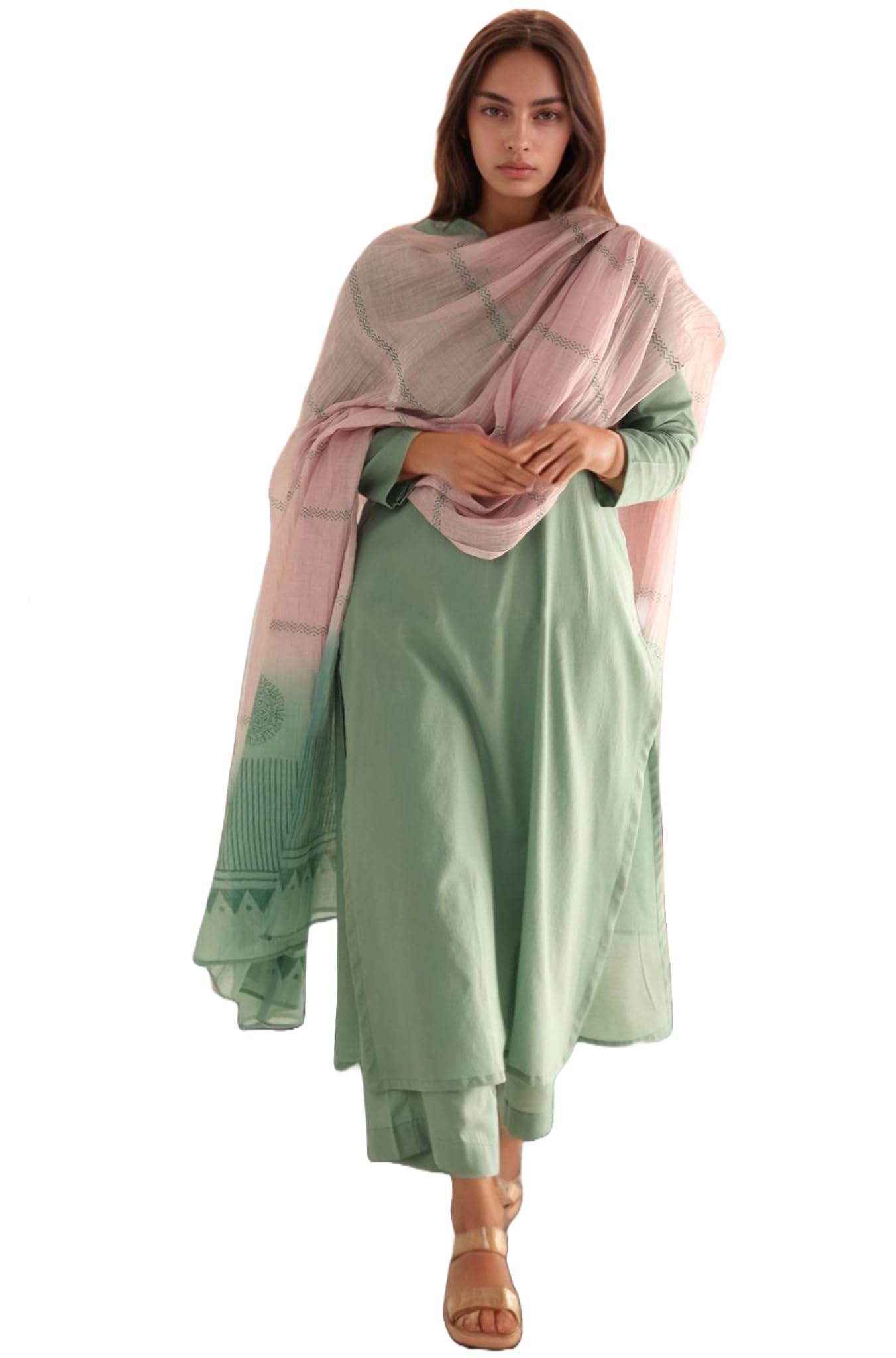gosriki Women's Rayon Viscose Solid Straight Kurta with Pant & Dupatta-picture-31