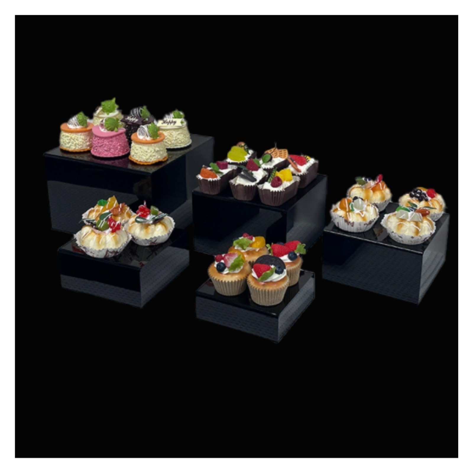 Supporto Per Torte Set di 6 espositori for cupcake, impilabili Per Matrimonio Festa Tè Pomeridiano(Black)