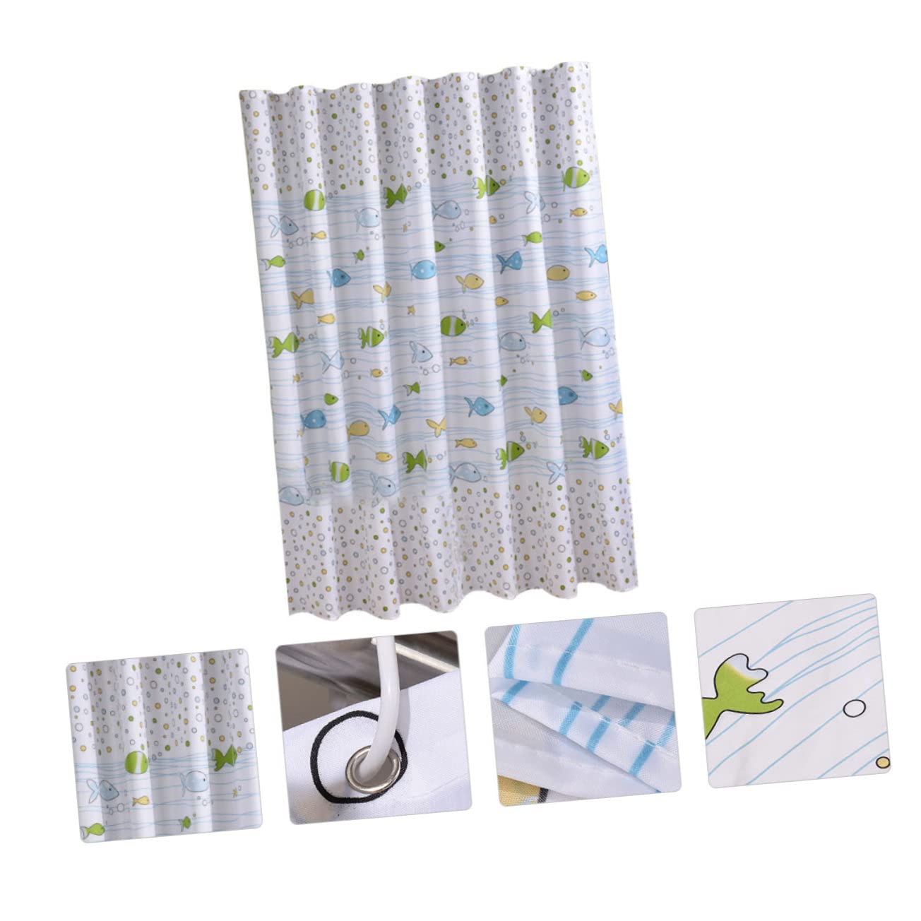 Cortina de Ducha para Baño Infantil de Poliéster con Patrón de Dibujos Animados y Ganchos, Decoración Adorable para Baño