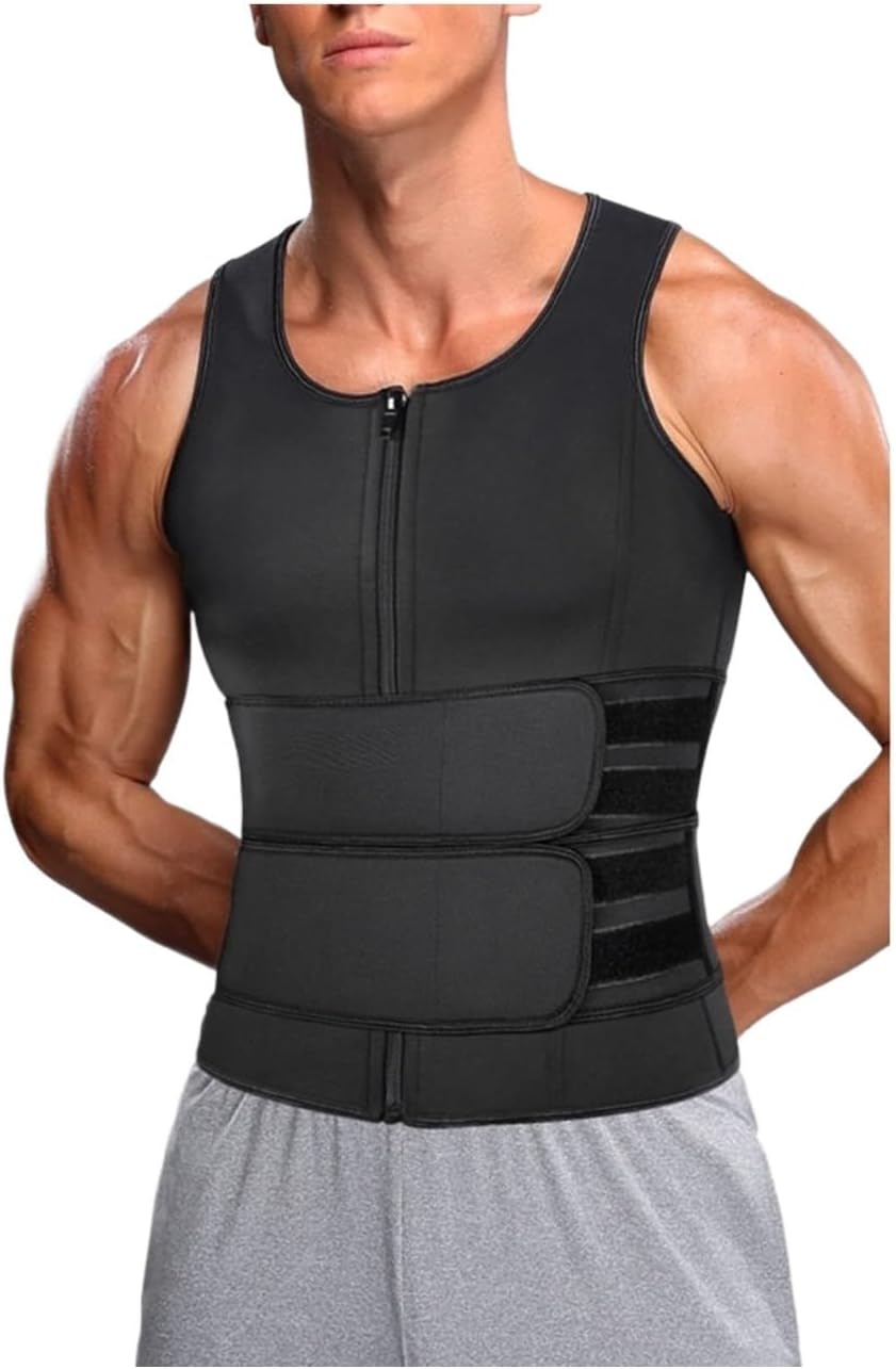 LYGXWJFC Fitness Waist Trimmer Body Shaping Waist Trainer Gym Fitness Double Belt Sauna Vest Breathable Tummy Control Cincher
