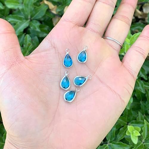 Miniatura 2 de Adabele Colgante de gota de piedra natal de plata de grado A de 0.433 in, 0.551 in y 0.630 in para aretes personalizados, pulseras, collares,