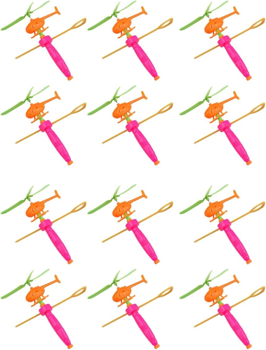 Toyvian 12pcs Flying Helicopter Toy Hand Helicopter Propeller for Outdoor Toy Kids Gift Flying (Random Color)