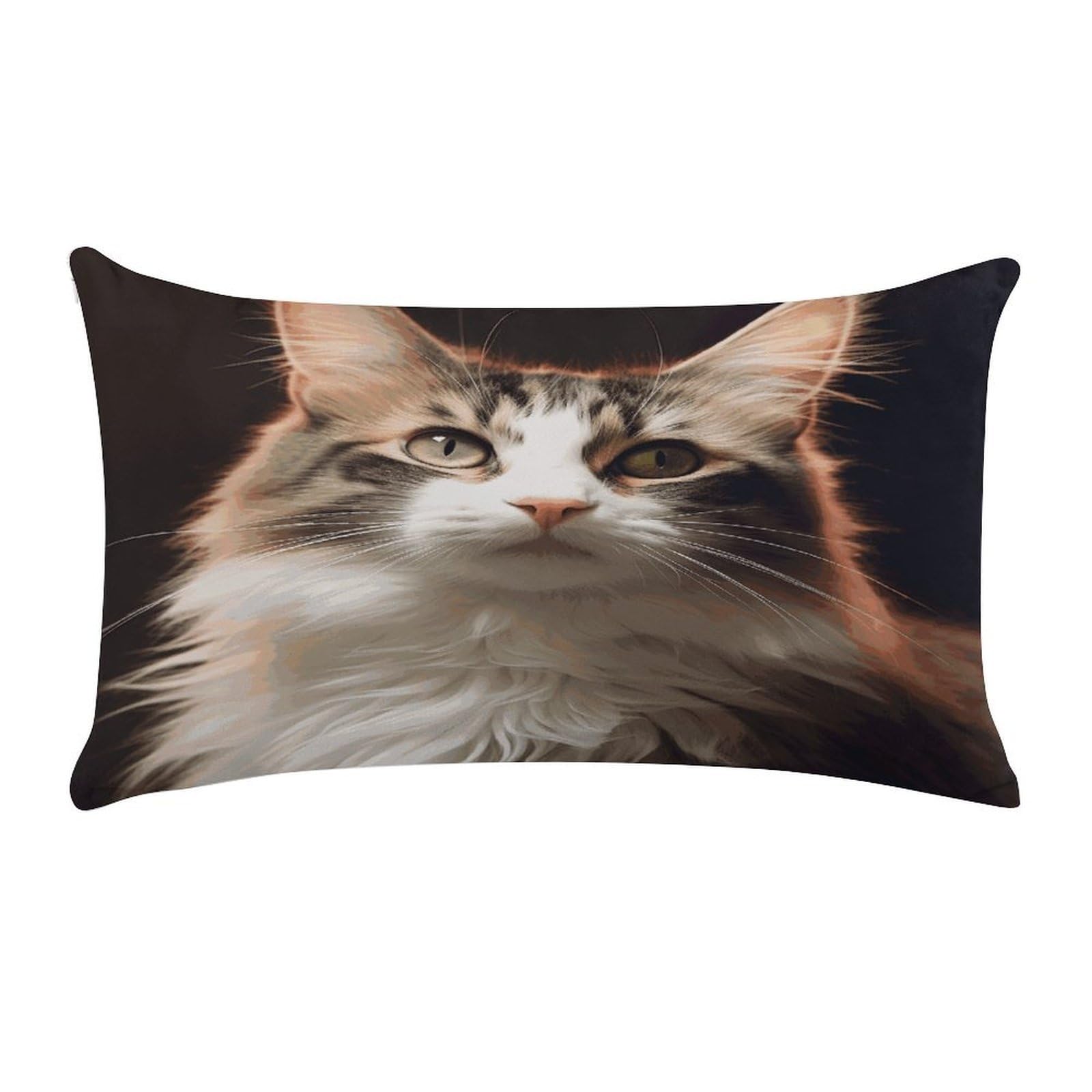 FekiLoot Cat Pillow Covers Short Plush Pillowcase with Zipper Cozy Soft Rectangular Throw Pillow Case Luxury Style Cushion Cases Decorative Lumbar Pillow Shell 12" X 20"