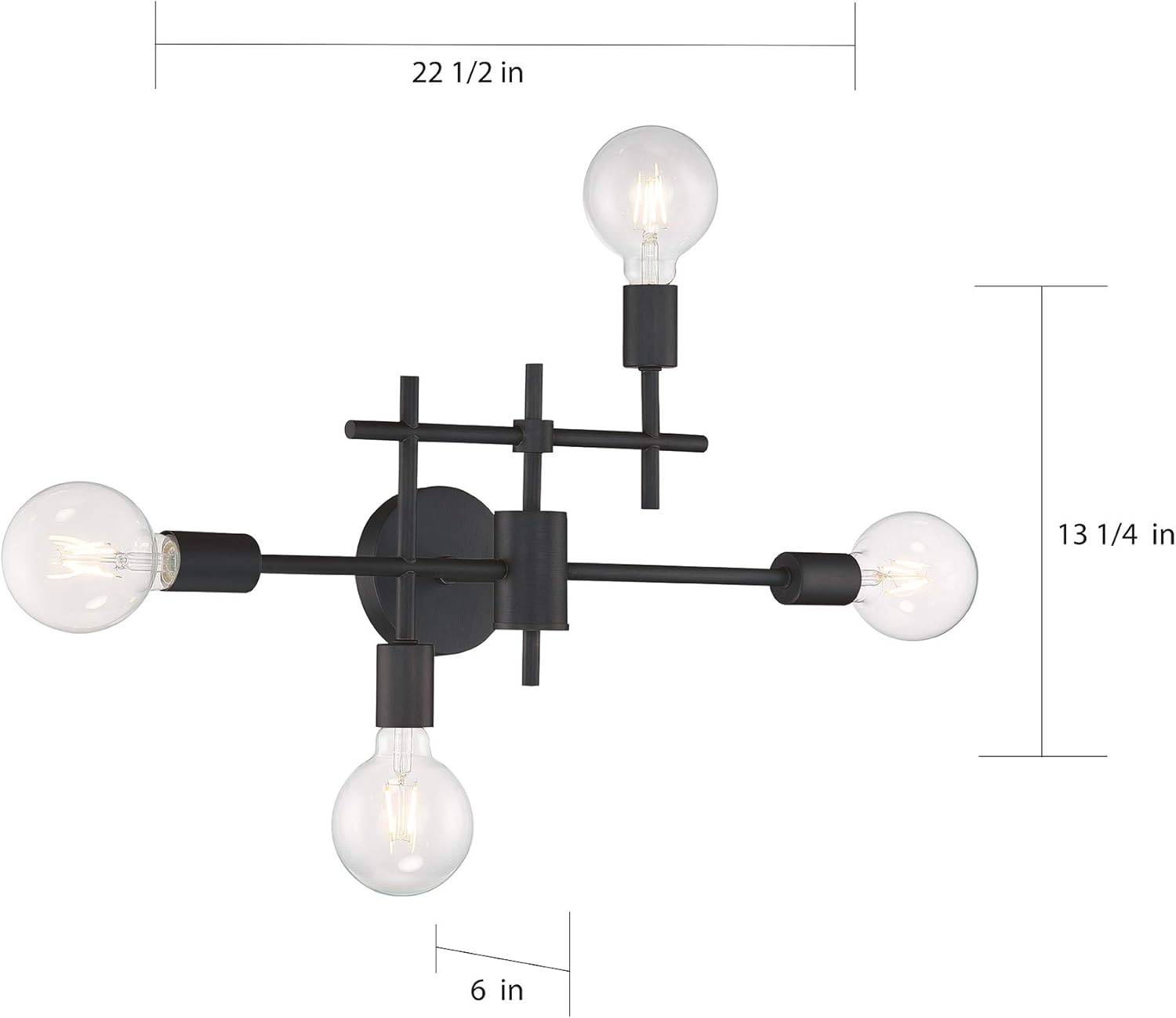 Nuvo 60/6861 Delphi 4-Light Vanity Fixture, Black