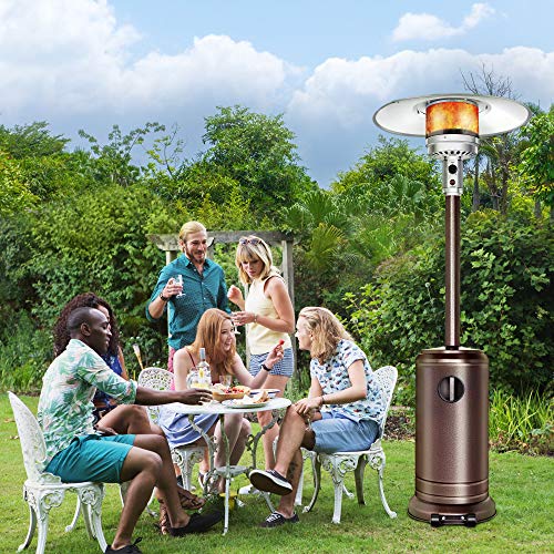 Aussumy Propane Patio Heater Outdoor : Mushroom-Styled Heat-Focusing Warmer Standing Lamp Btu 45000 with Wheels Wedding Party Garden Porch Deck Bronze