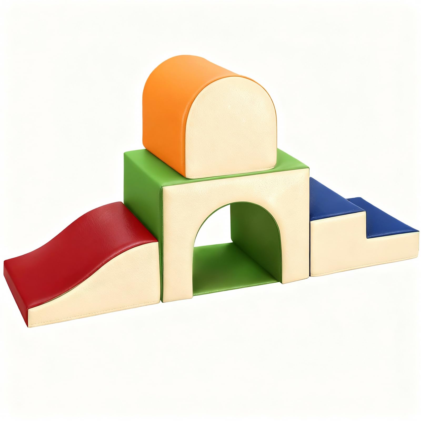 Photo 1 of Sumbababy Toddler Climbing Foam Blocks: 4 PCS Indoor Play Gym with Slide and Stairs - Soft Playground Set for Kids - Includes Tunnel for Fun Climbers