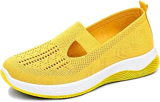 Generic Women's Woven Orthopedic Breathable Soft Shoes Width Breathable Walking Comfortable Slip on Sneakers,Non Slip Arch Support Slip on Shoes