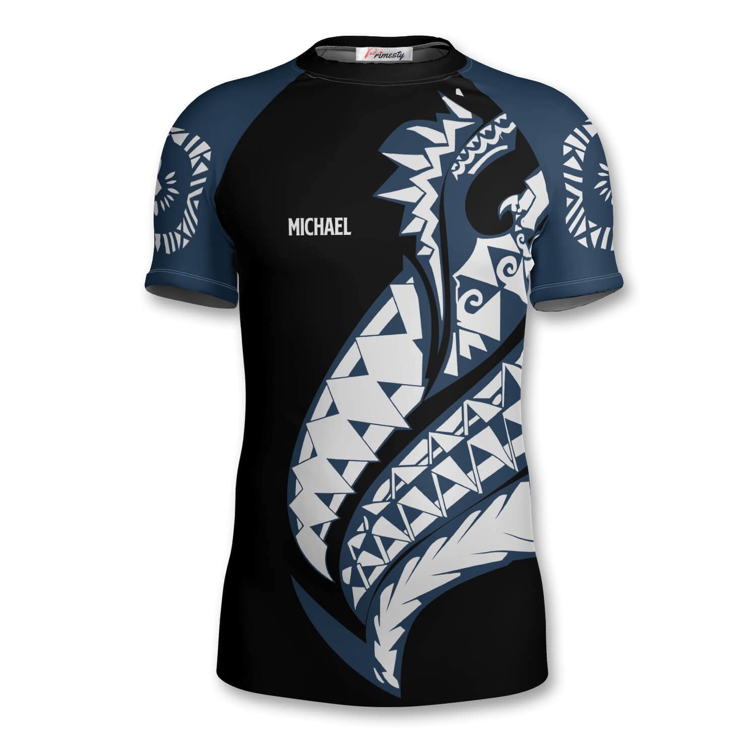 PRIMESTY BJJ Jiu Jitsu Rash Guard - Custom Short Sleeve Rash Guard Compression Shirt for No-Gi & MMA, Size XS-3XL
