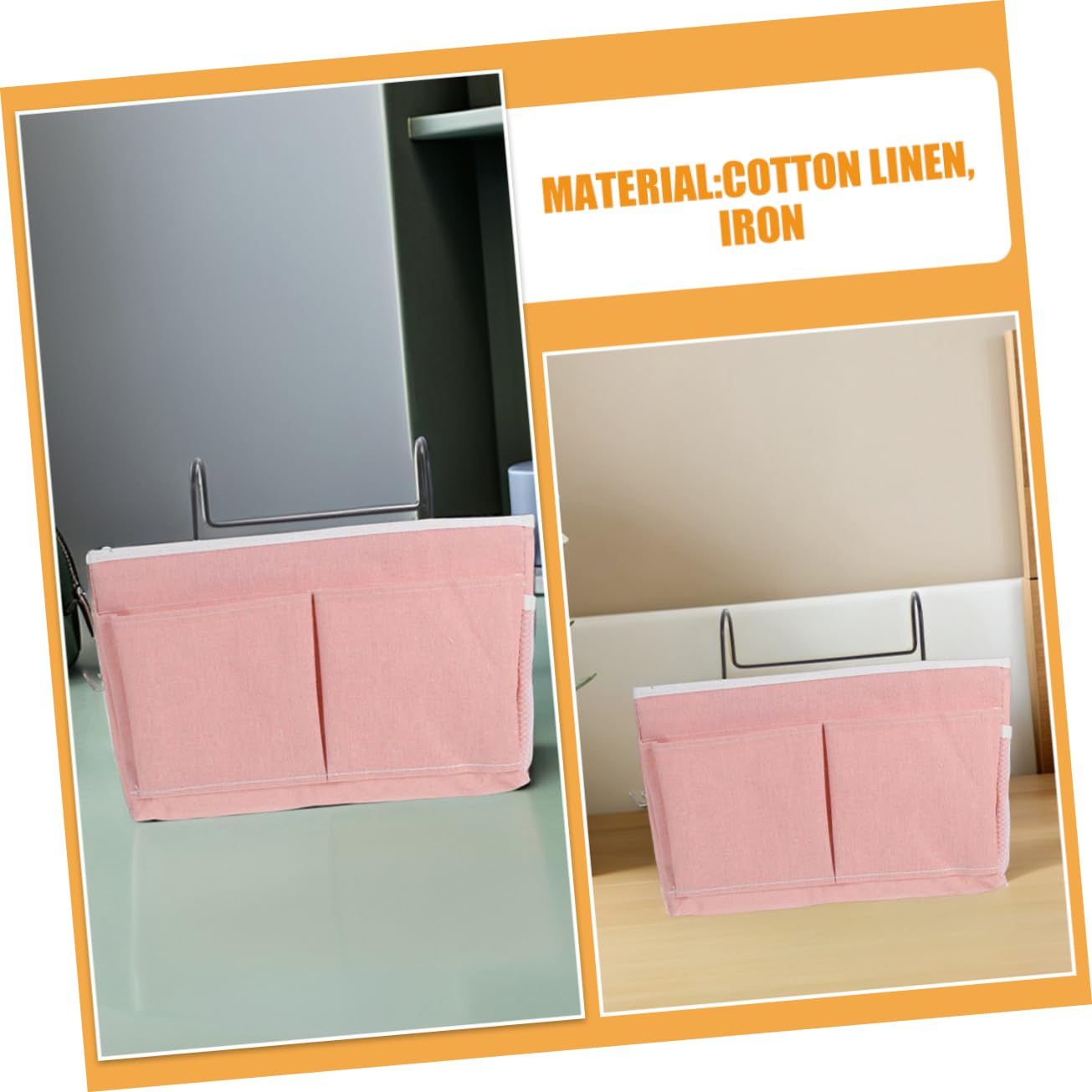 IMIKEYA 2pezzi Borsa Portaoggetti da Appendere in Tessuto Organizer per Libri e Oggetti Essenziali per Letti Castello e Dormitori con Tasche per Comodino