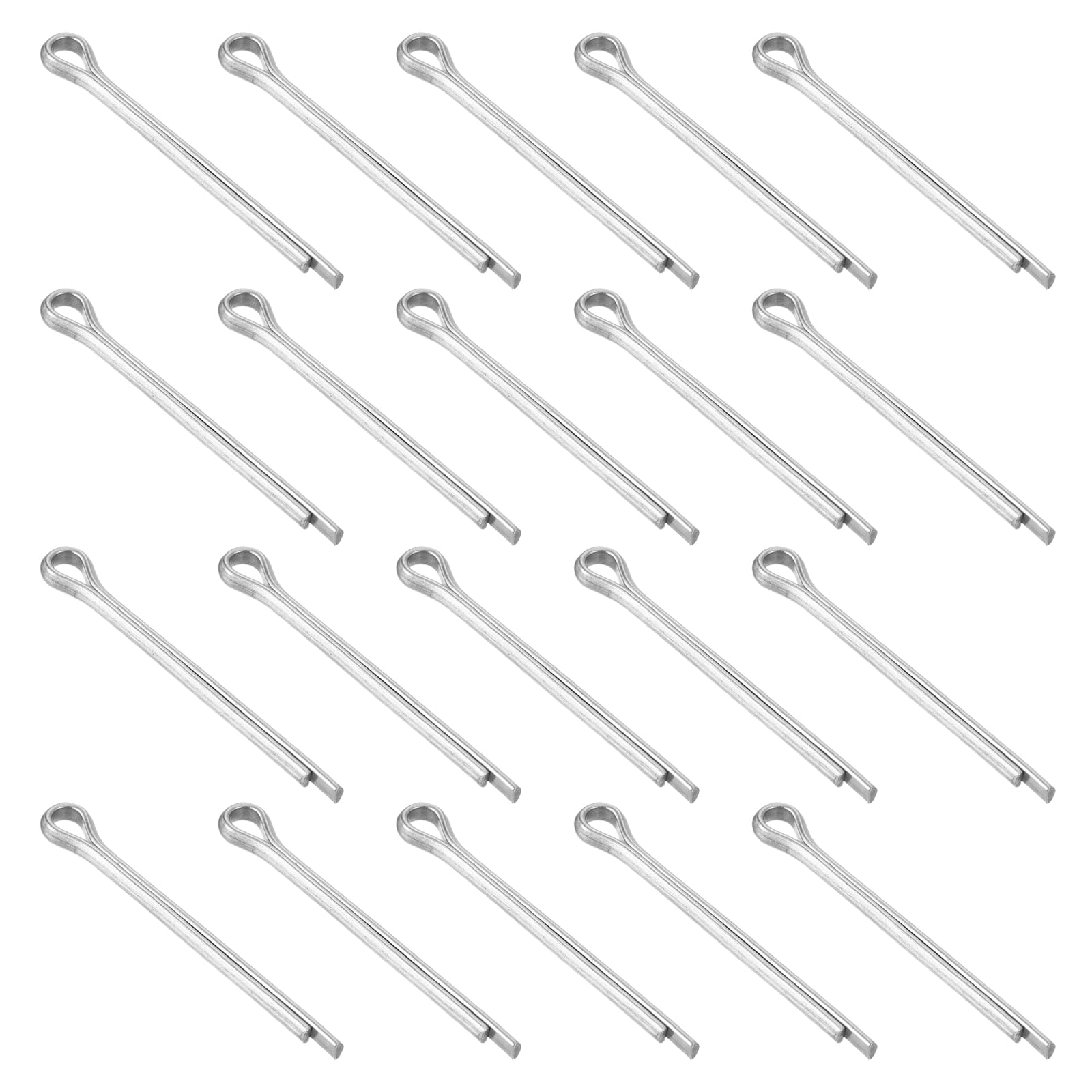 sourcing map 50Pcs 2.5mmx35mm 304 Stainless Steel Cotter Pin, Split Pin Fastener Clips Split Cotter for Household Appliances, Sports Equipment, Car Mechanics Repair (Silver)