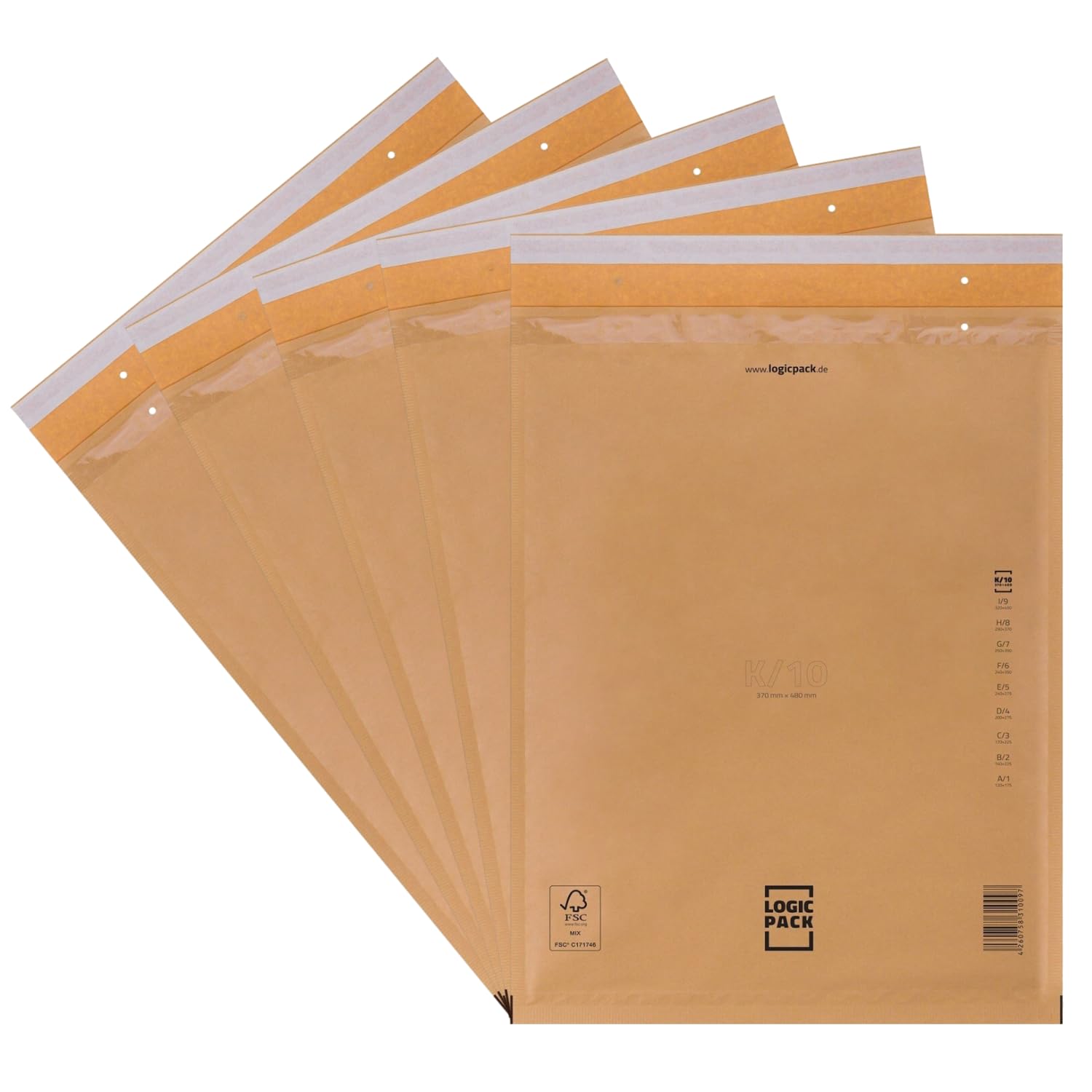 Enveloppe Bulle Enveloppes matelassées marron K10 370 x 480 mm, pochettes d’expédition autocollantes avec film à bulles, format DIN A3