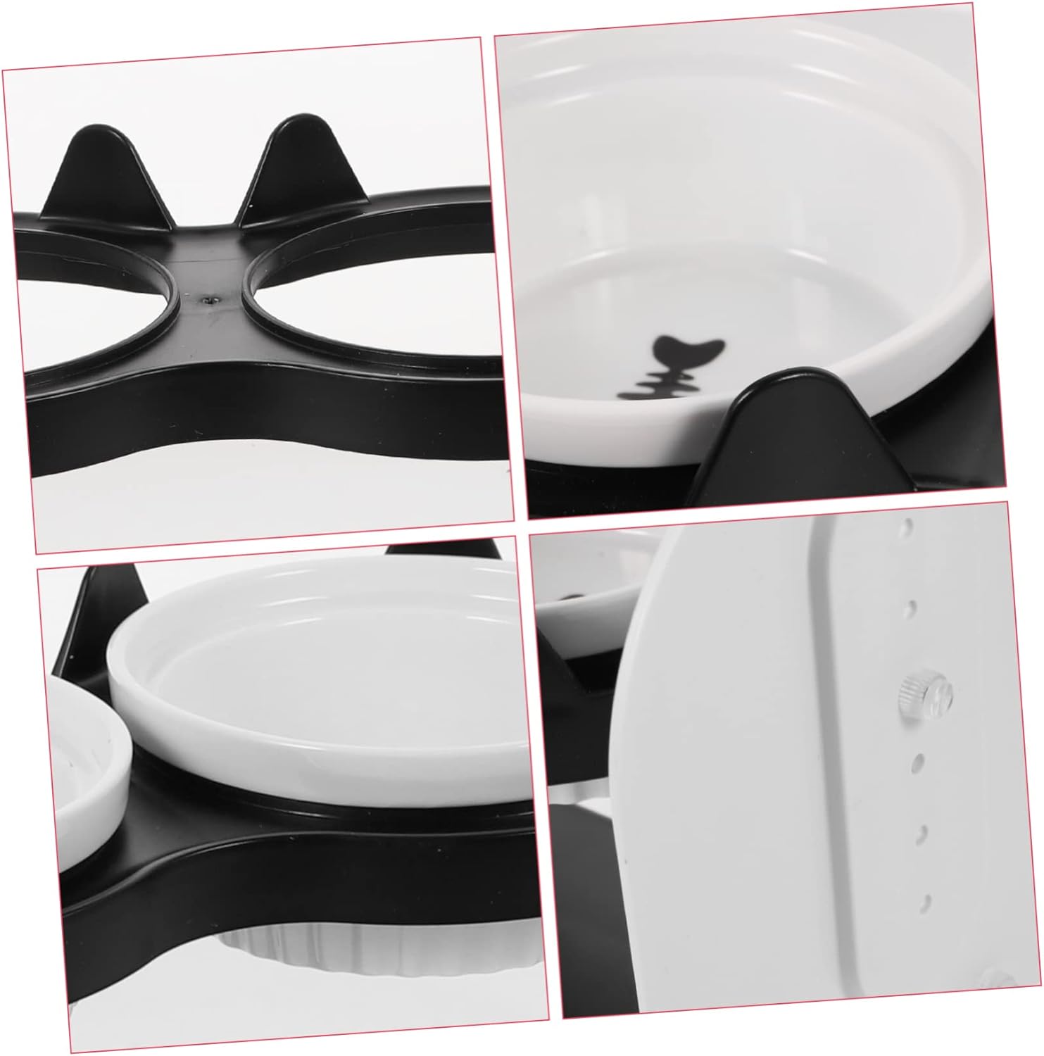 1set Ceramic Cat Feeding Bowl Height and Angled Design Double Cat Food Bowls Easy to Pet Feeding Accessory Stand