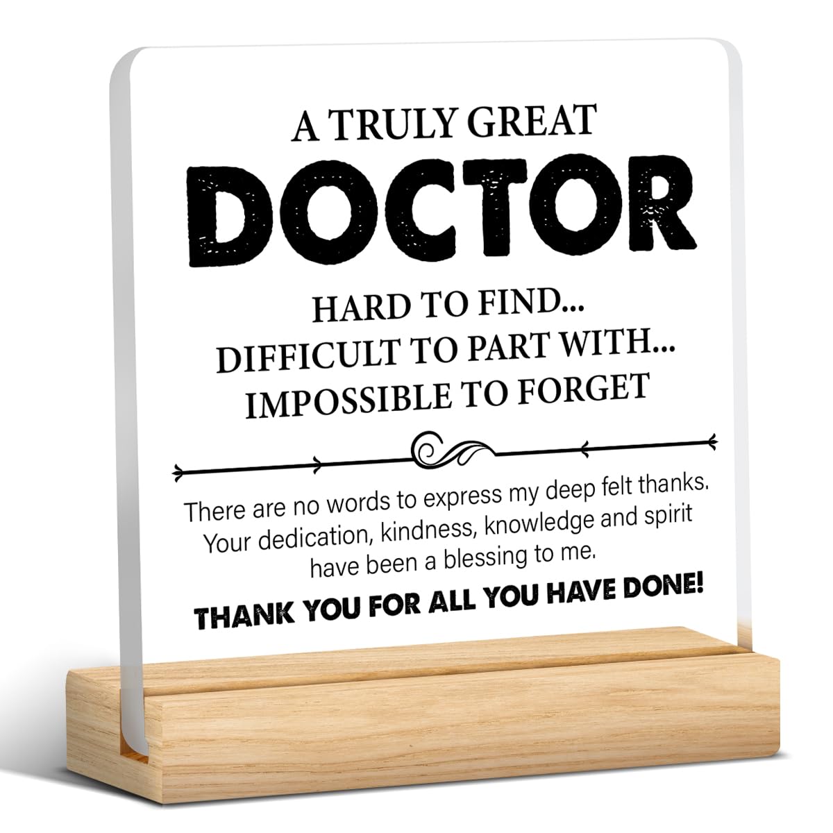 Doctor Gift, Thank You Appreciation Gift for Doctor, Best Doctor Clear Desk Decorative Sign Acrylic Plaque Sign 4x4 Inch Home Office Desk Decor