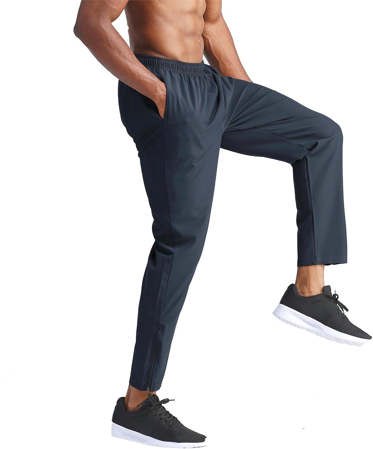 Men's Quick Dry Straight Leg Solid Pants Loose Fit Stretch Athletic Pants Comfort Breathable Joggers Trousers