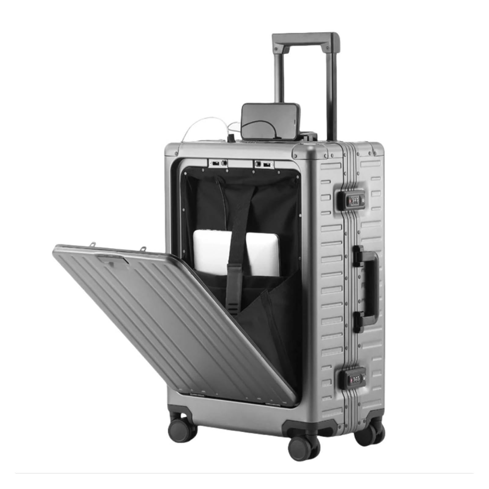 Maleta de aluminio y magnesio de 60 cm, con conector USB, apertura frontal, medio, 20Inches 500mm, Clásico