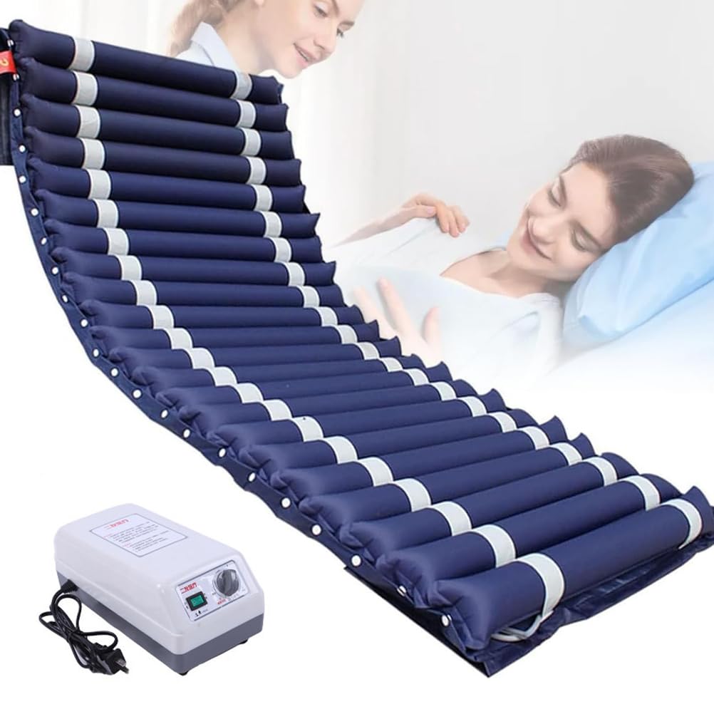 Colchón Antiescaras con Bomba Silenciosa e Impermeable, 195 x 90 cm, Ideal para Hospital, Hogar y Cama de Hospital, para Escaras de Grado I