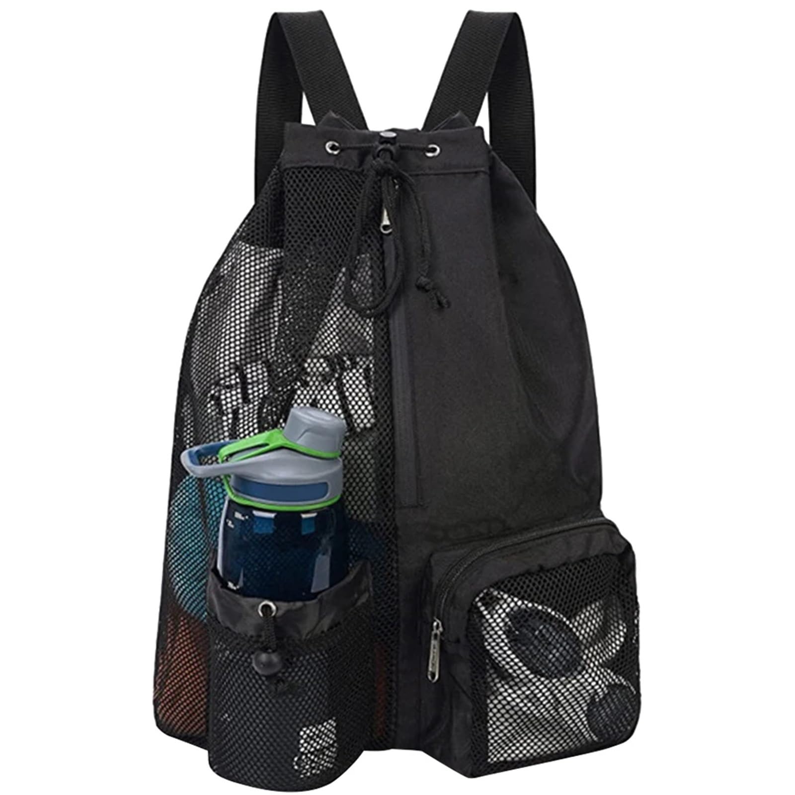 wodoodporny Bag Torba sportowa na siłownię, ściągana sznurkiem, plecaki plażowe, kieszenie na mokre rzeczy, pogrubiona siatka, lekka i wygodna Torby do nurkowania(Black)