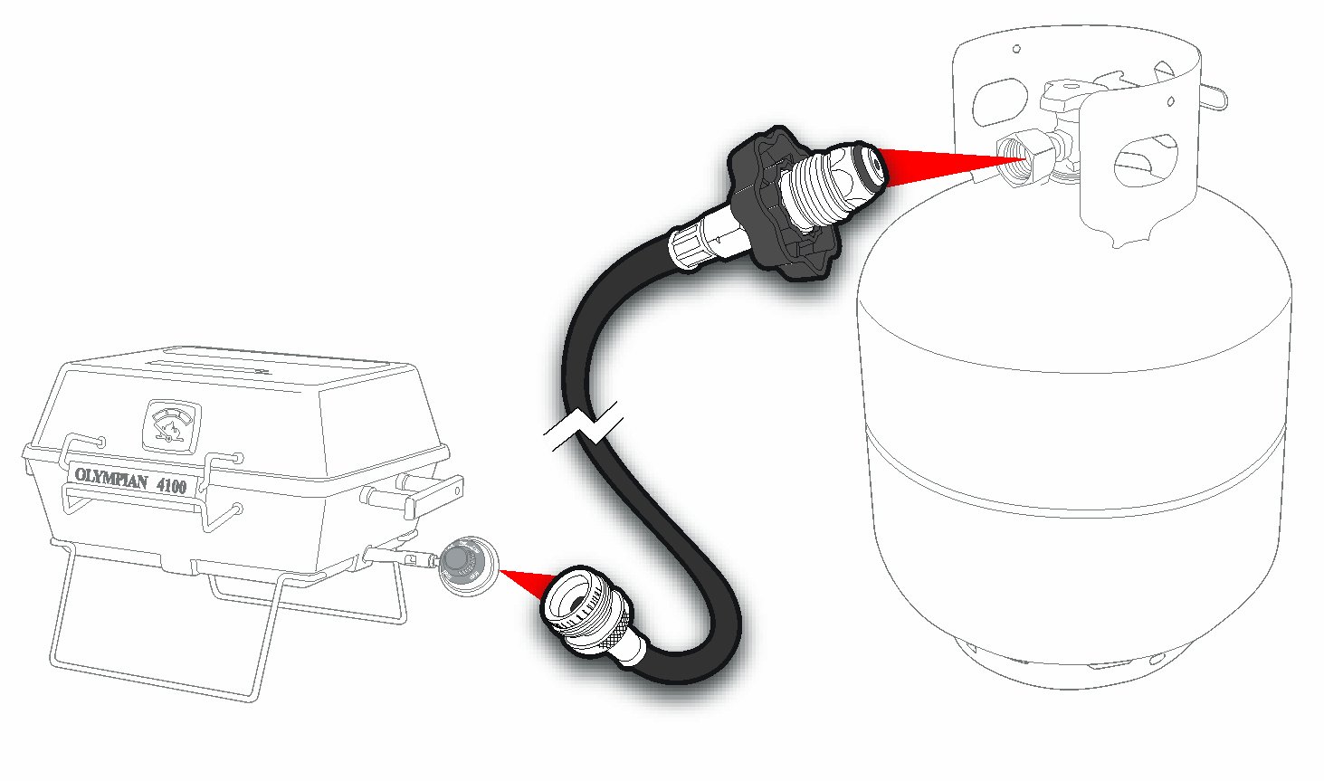 Camco 152,4 cm langes Propan-Schlauchverbinder, verbindet Propanzylinder mit einem Wohnmobil- oder Anhänger-Propanregler, bietet Wärmeschutz und Überflussschutz (59193)