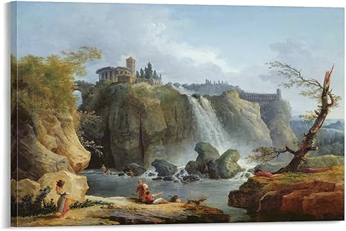Hubert Robert - Póster decorativo de The Falls of Tivoli 1768, lienzo para pared, sala de estar, dormitorio, 20 x 30 pulgadas (19.7 x 29.5in)