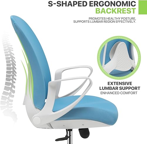 Miniatura 8 de Magshion Silla de escritorio ajustable, silla ergonómica para computadora de oficina con brazos abatibles, función de inclinación de 95 a 125, silla