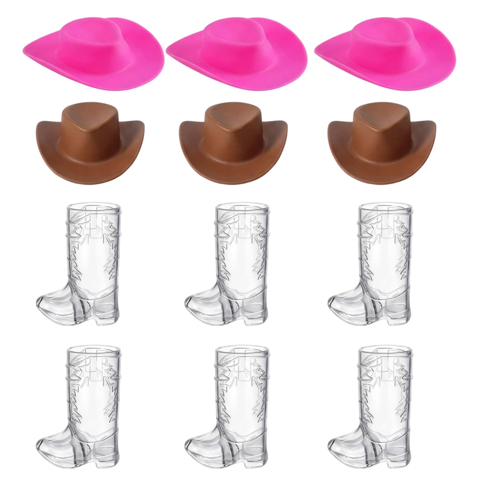 12 Pcs Cowboy Boot Shot Glasses, Western Cowboy Party Essentials, Cowboy Shot Glasses for Bachelorette Parties and Cowgirl Celebrations, Western Themed Bar Events Serving Set with Hats