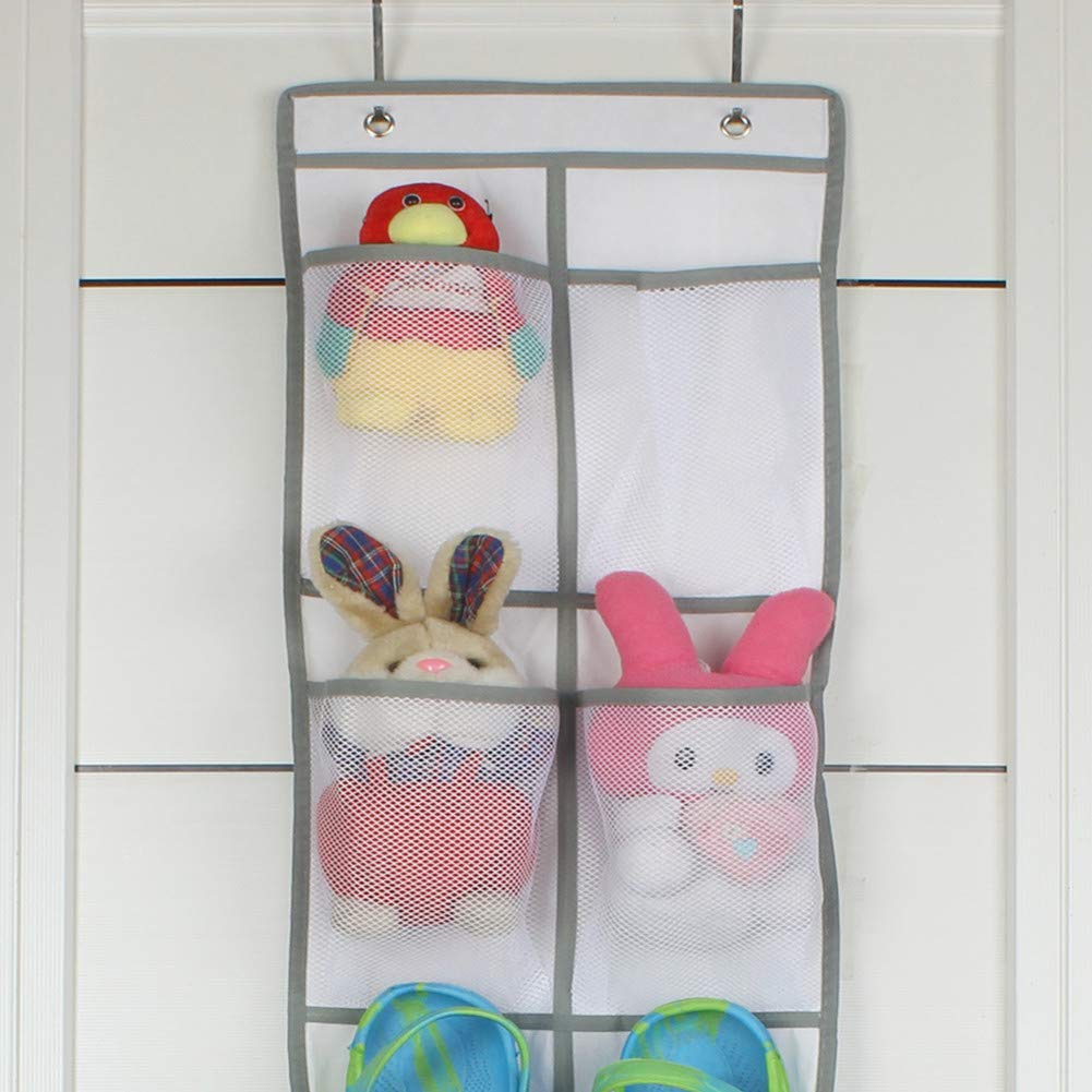 2-Pack Over-The-Door Shoe Organizers - 12 Clear Mesh Pockets Each For Shoes, Toys & Storage (Brown, Narrow Door) - View #4