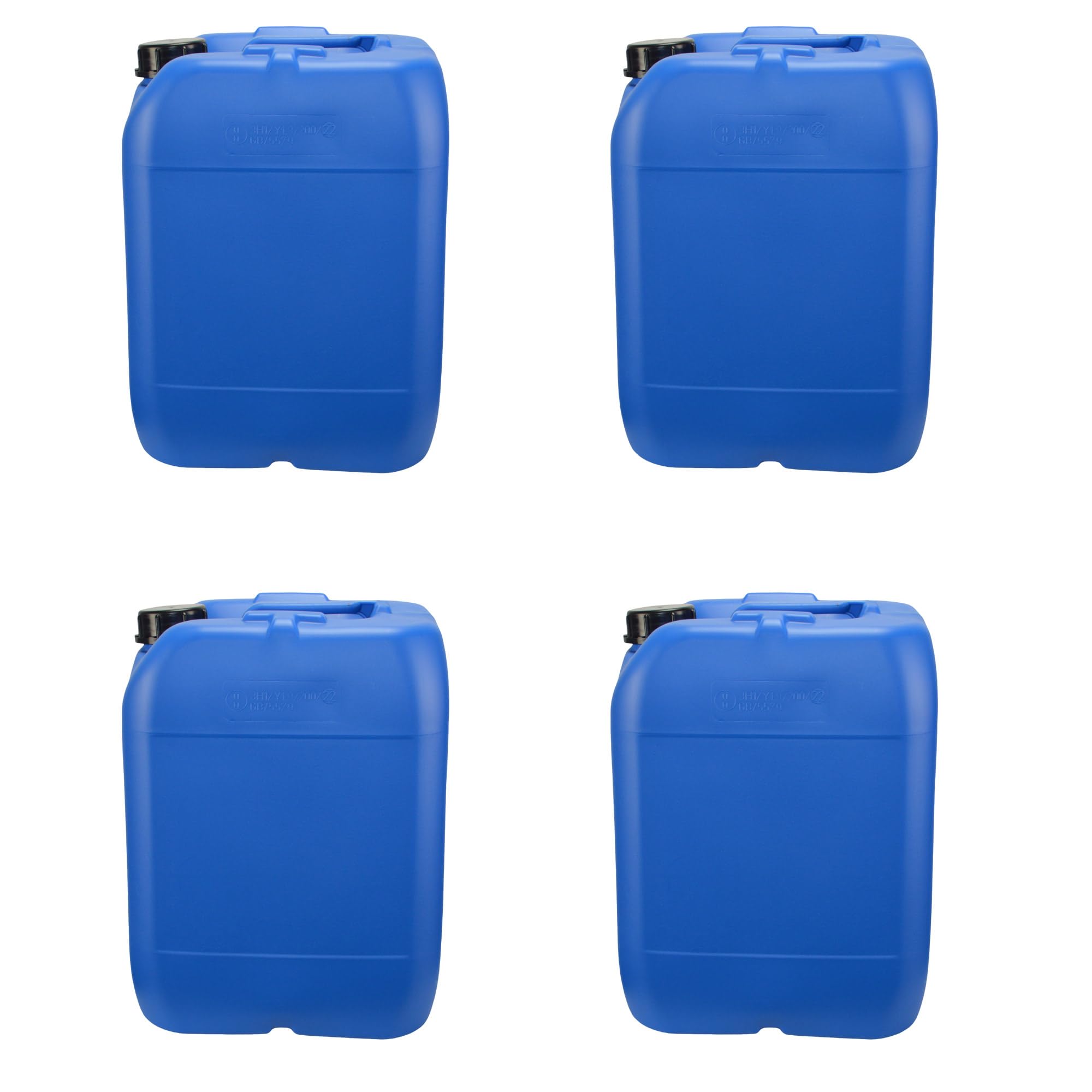 4 x Blue 20 Litre Plastic Jerry Can with Tamper Evident Cap Water Storage for Camping and Caravanning