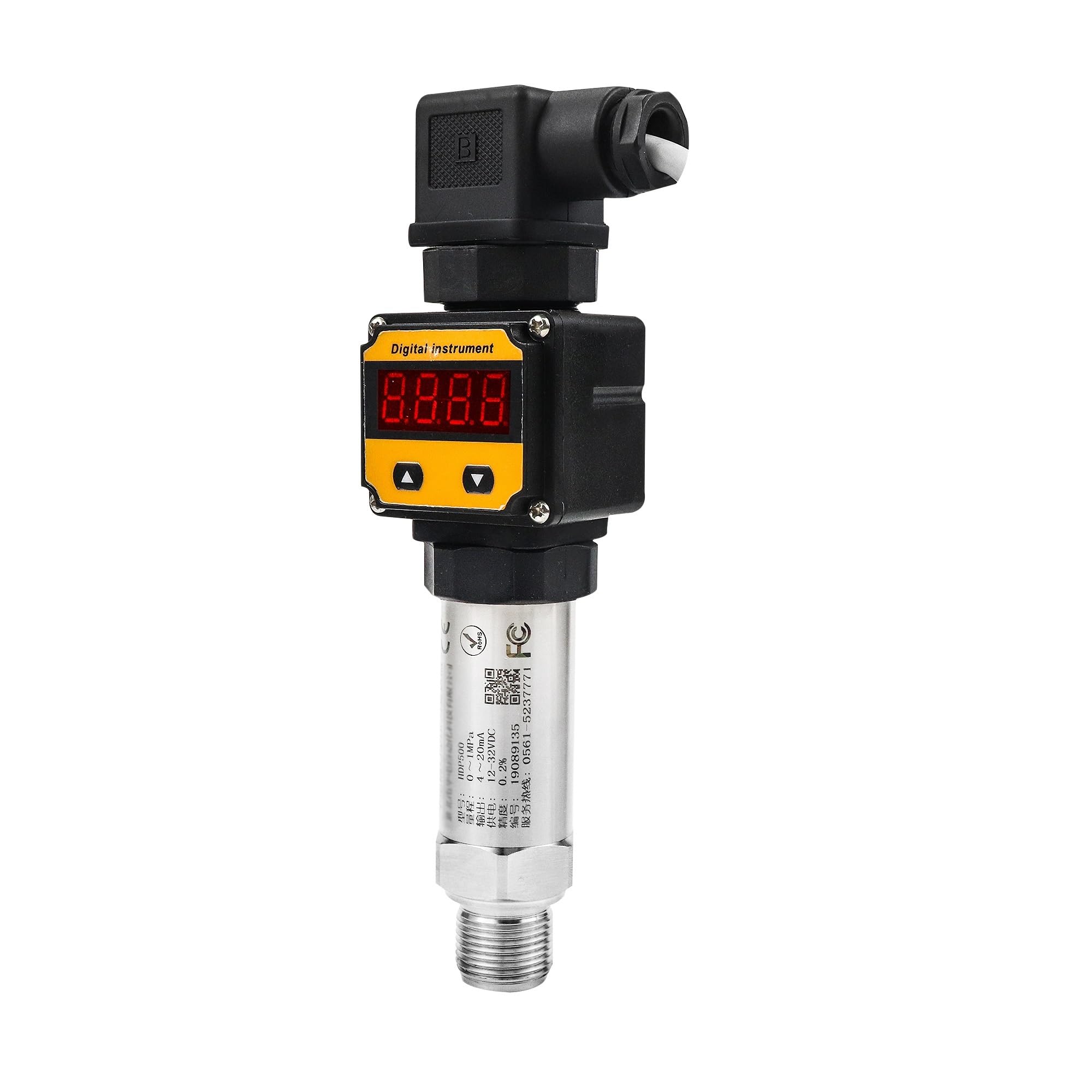 1 Uds IP65 4-20ma RS485 0~10V sensor de presión de aire y agua de aceite 0~5V salida transmisor de presión absoluta transductor con pantalla led(LED 4-20mA output,0-40Mpa)