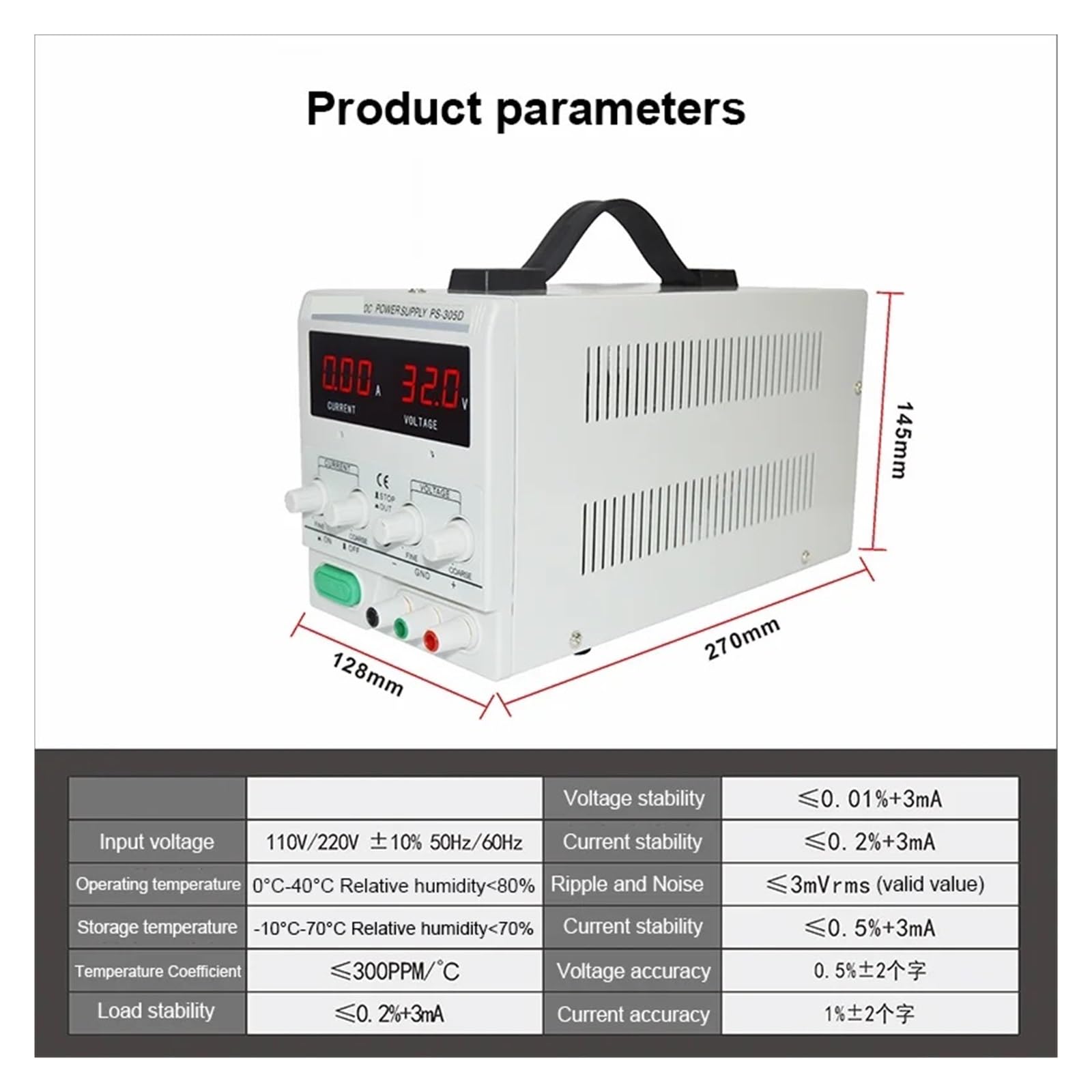Alimentatore CC Variabile, Alimentatore Lineare Da Banco PS305D 30V5A For Laboratorio, Regolato A Commutazione Regolabile Alta stabilità