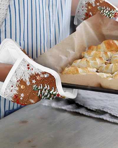 Miniatura 35 de Christmas Deer 2Pcs Pot Holders for Kitchen, Non Slip & Heat Insulation Terry Cloth Potholder Set with Pocket, Thick Hot Pad Oven Mitts Trivet