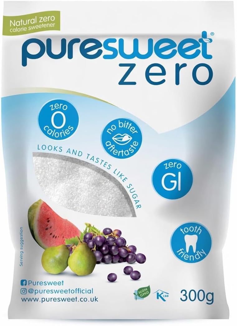 Puresweet Zero® 100% Natural Zero Calorie Sweetener 300g, No Bitter Aftertaste, Diabetic Friendly, Tooth Friendly, Vegan, Non GMO.