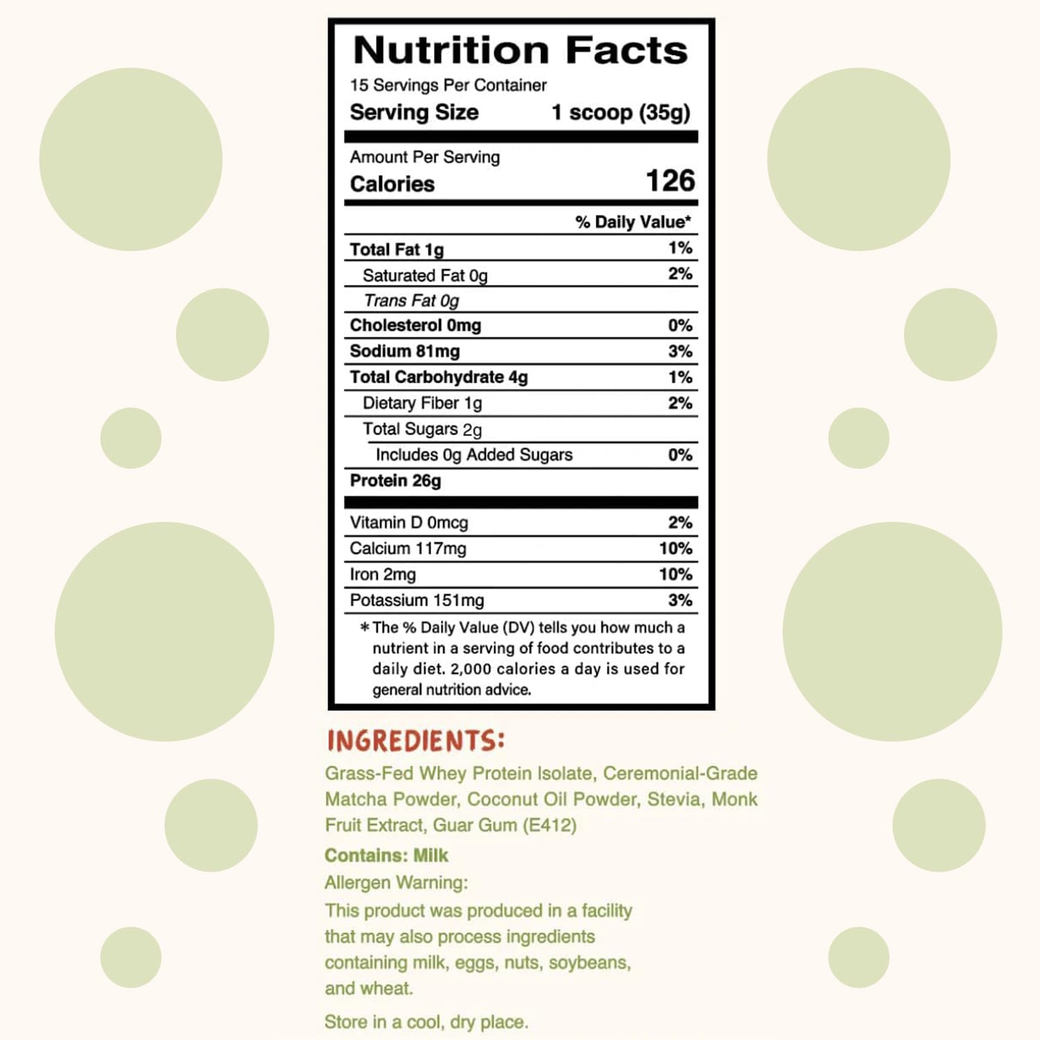 Lunar Lifts Nutrition Matcha Latte - Boba Tea Protein Powder | 26g Whey Protein Isolate Matcha Powder | Ceremonial-grade Matcha Bubble Tea Protein Powder | No Added Sugar & Artificial Ingredients