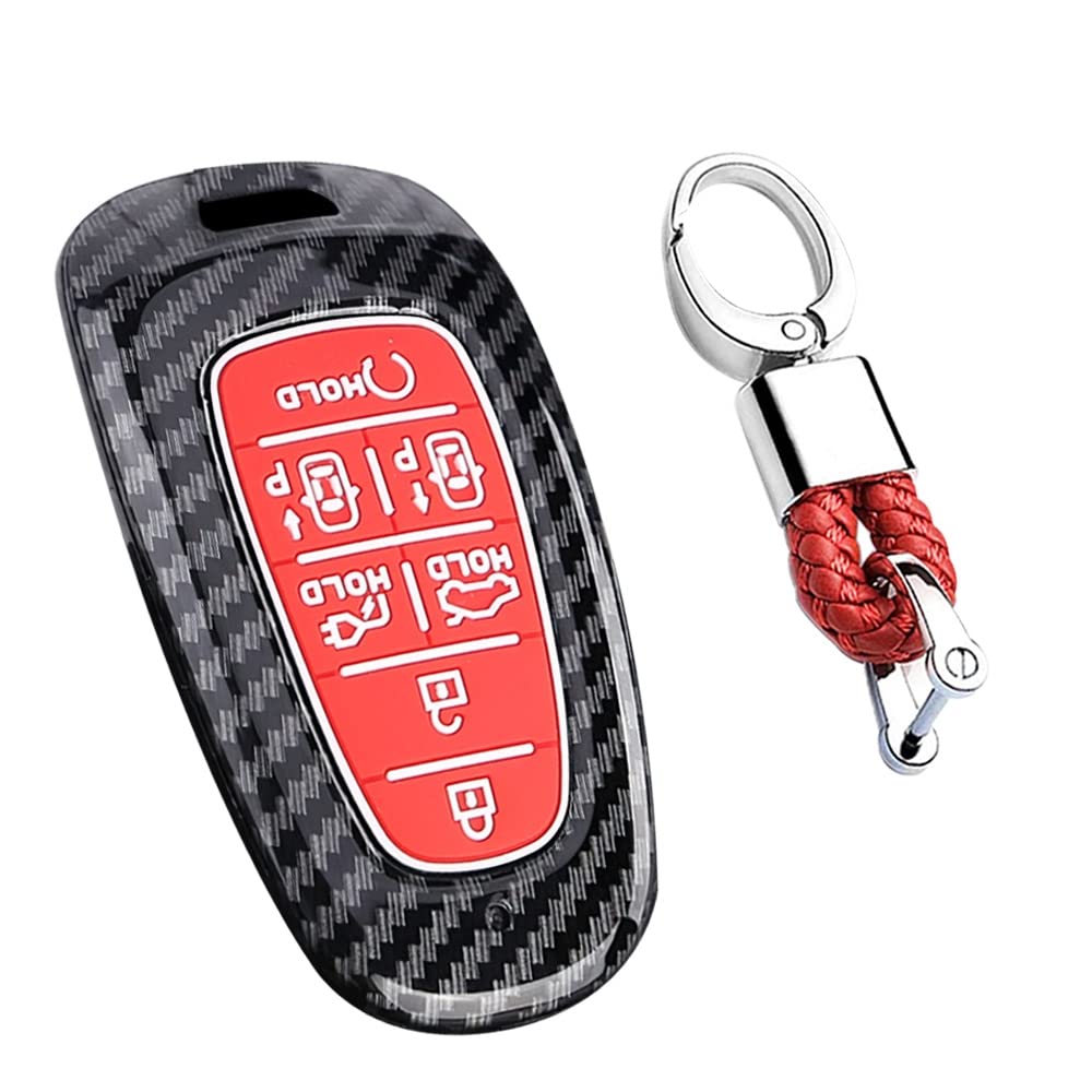 KUNIO Custodia portachiavi adatta per Hyundai IONIQ 5 custodia elettrica Sonata Santa fe Tucson 2022 2021 2023 custodia ABS portachiavi chiave auto custodia portachiavi 7 tasti blu