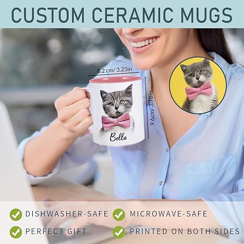 Miniatura 5 de Taza de café personalizada, taza personalizada con nombre de gato, taza personalizada con diseño de tu propia taza de café de cerámica, regalos