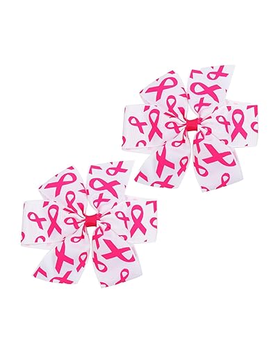 Pinzas para el cabello con cinta de concientización rosa para el cáncer de mama, lazo para el cabello, cinta rosa BCA02 (B1-2 piezas)