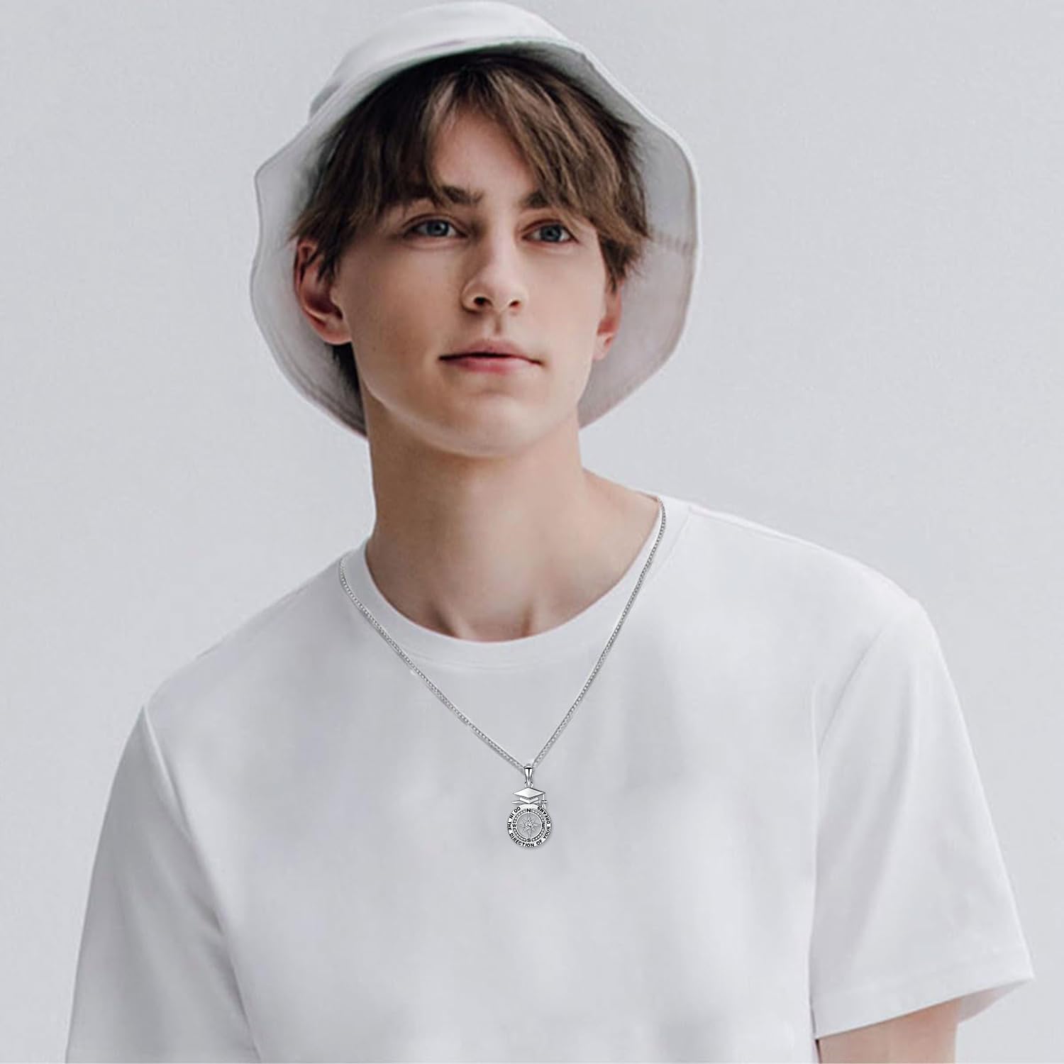 Aniu S925 Sterling Silver Compass Necklace for Men Women Go In The Direction of Your Dreams 2025 Graduation Birthday Christmas Rotatable Jewelry Gift