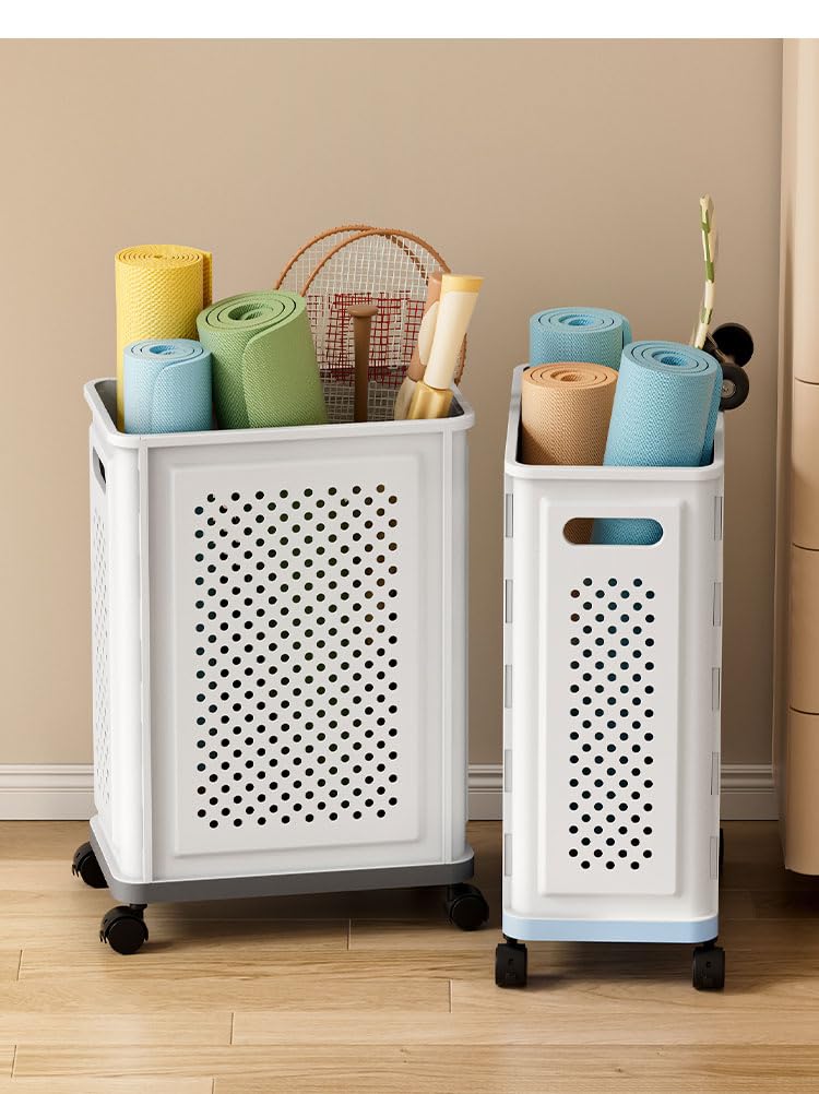 Cortina Premium Wheeled Laundry Hamper Basket with Extended Handle | Durable Plastic Foldable Design | Portable Rolling Storage Solution (Wheeled Laundry Hamper)-image-25