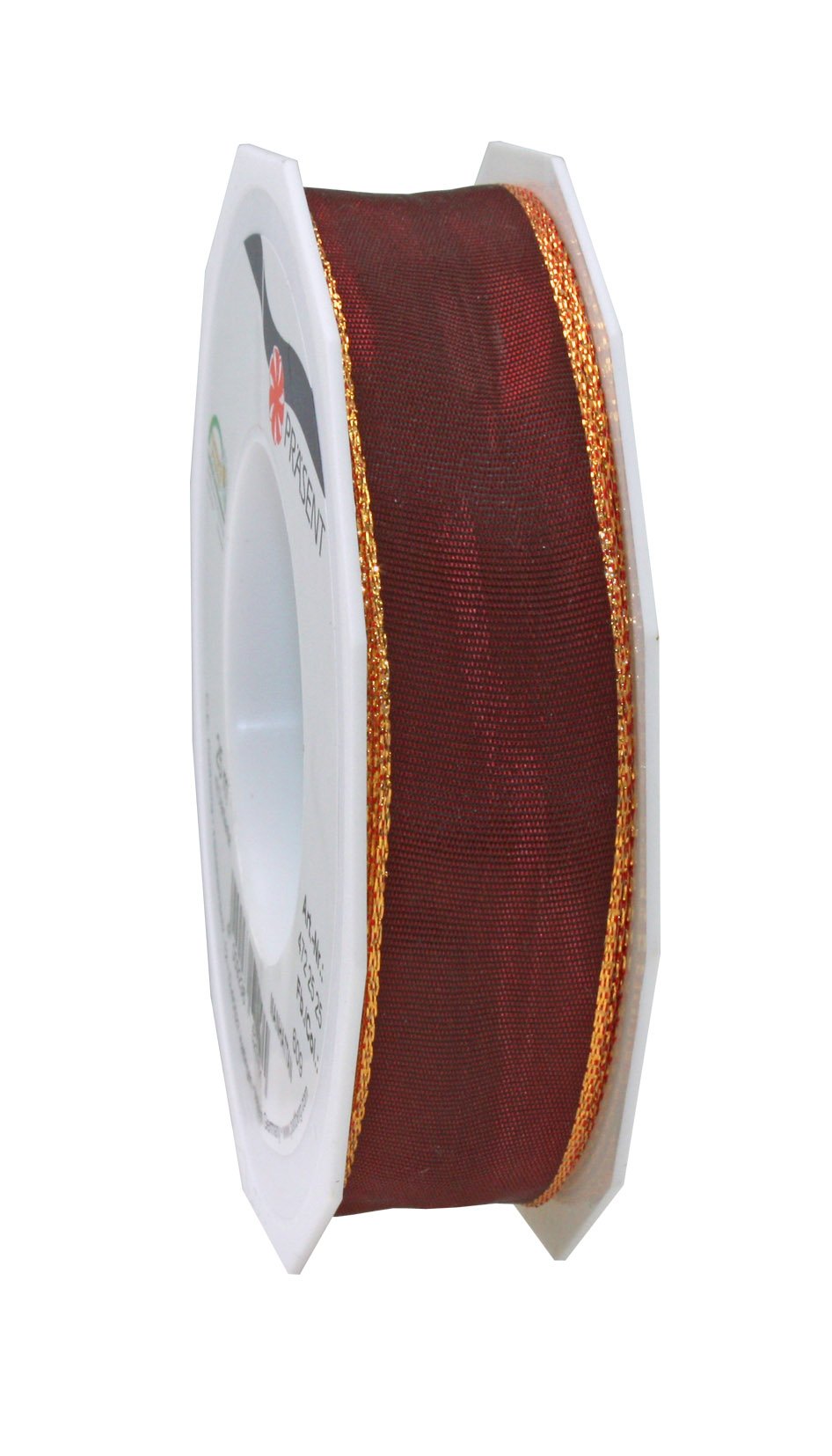 Präsent - Manhattan Wired Taffeta Ribbon Burgundy 25-m-Roll 25 mm width, Kiwi, 25mm - 25m