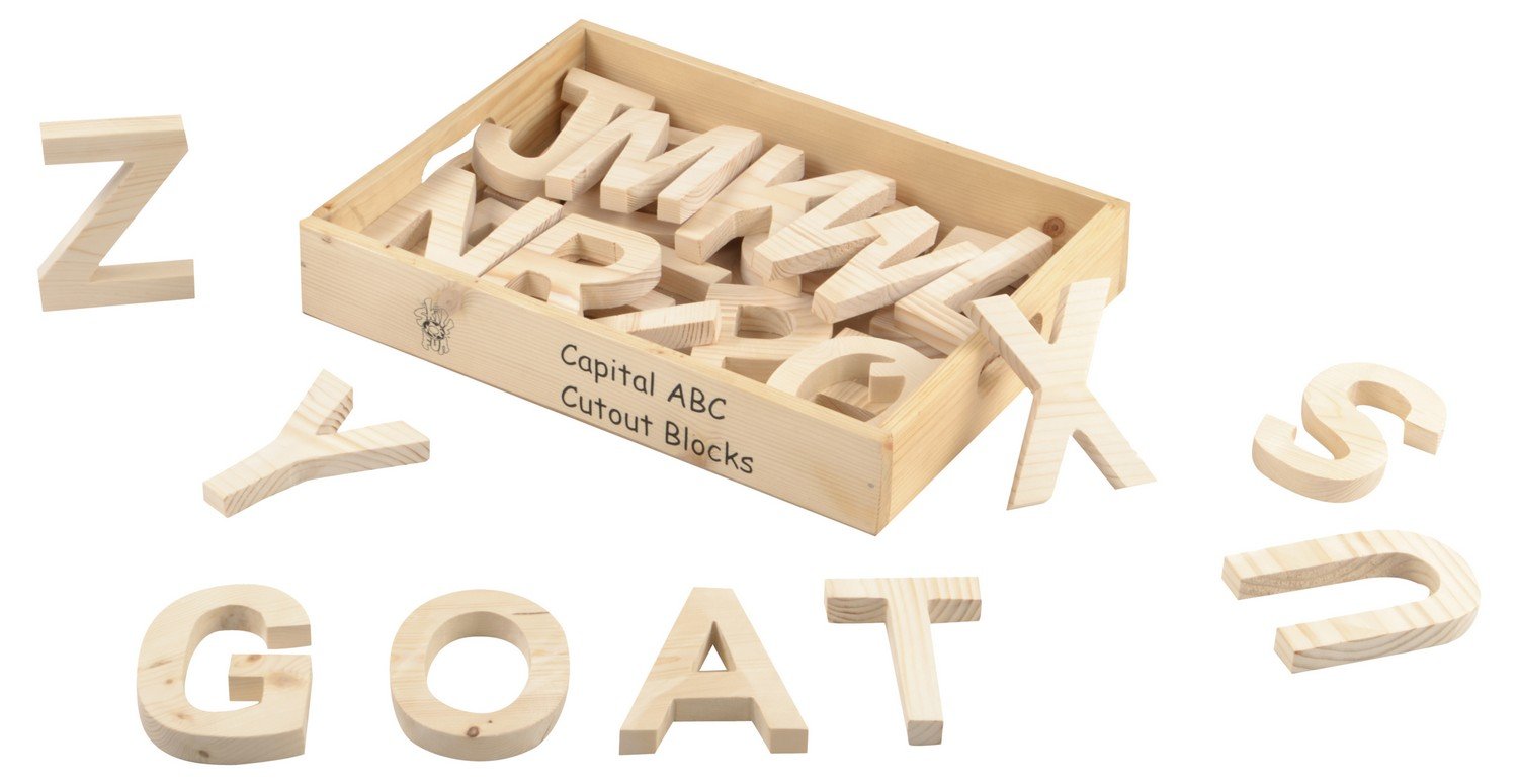Skillofun Wooden Capital ABC Cutout Block (A-Z), Multi Color