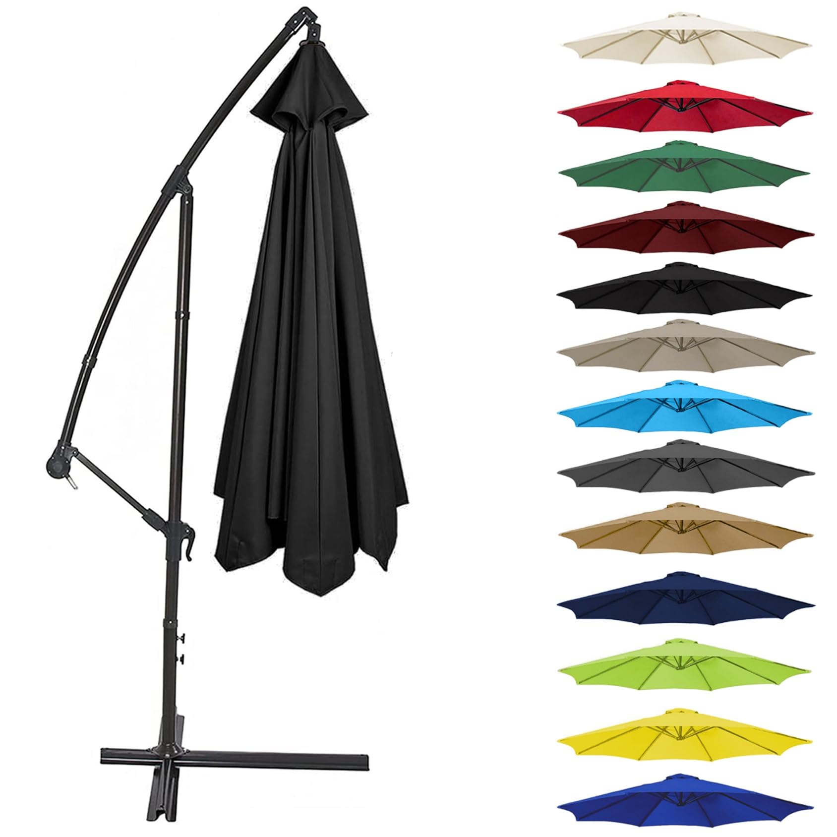 Cmjymx Unisex Black Canopy Cover 200Cm 2.7M 300Cm (6 Arms/8 Arms) Umbrella Replacement Cloth Cantilever Parasol Top Fabric Cover Uv Protective(Color:,Size:6 Ribs-2.7M(8.8Ft))