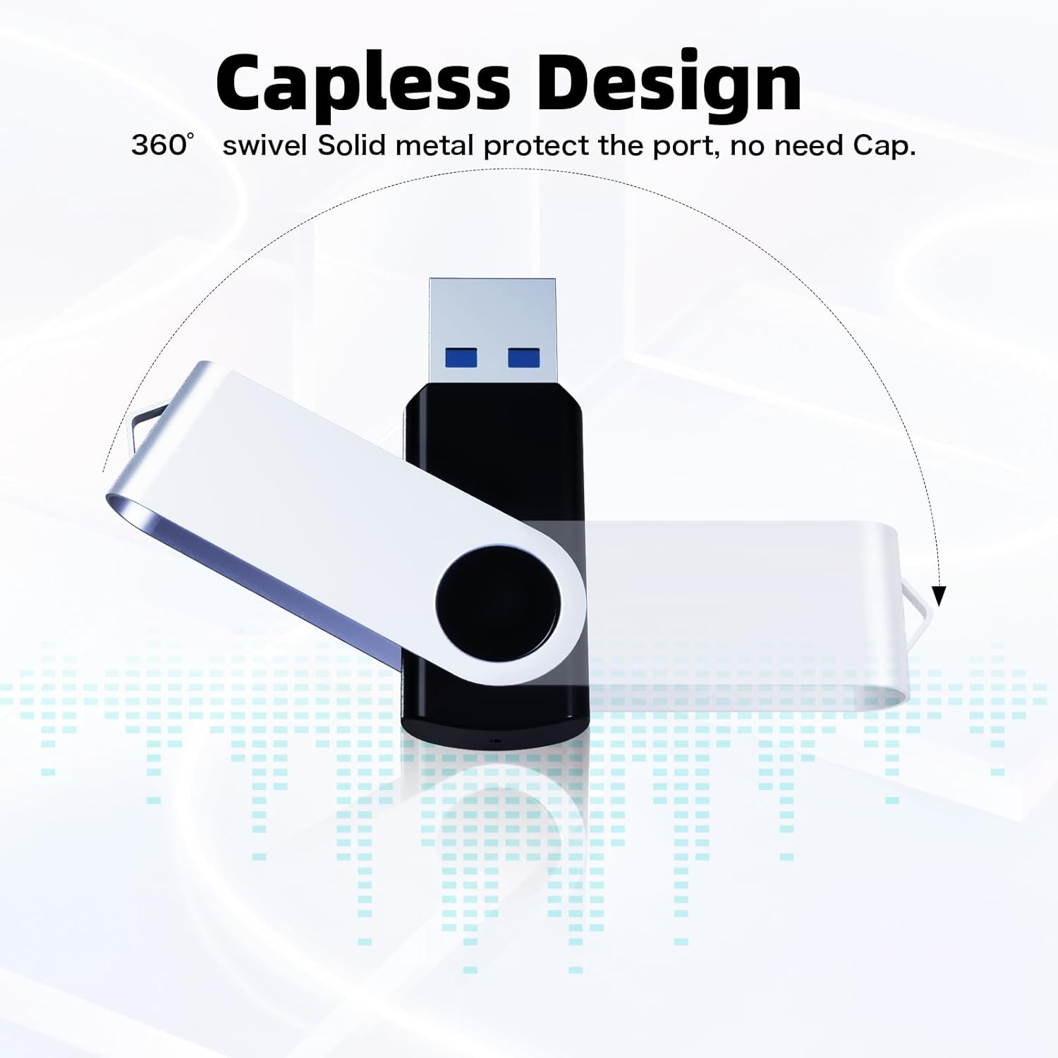 64GB Flash Drive 10 Pack, Wooolken USB 2.0 Thumb Drive Bulk Pen Drive Metal Swivel Memory Stick 64GB 10 Colors Multipack Value Zip USB Drives with Lanyard - Image 5